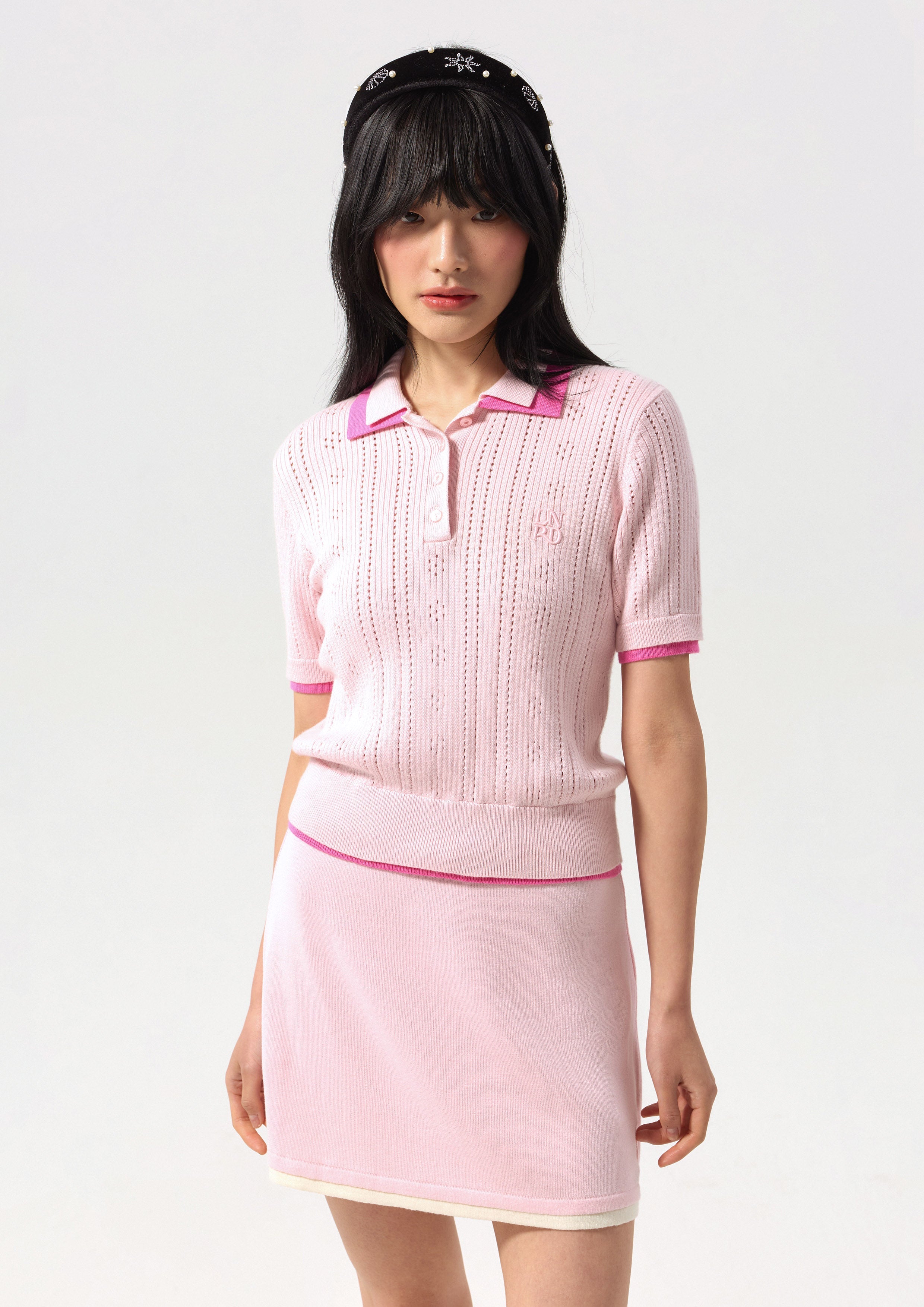 Knitted Layered Collar Polo Top California Calling