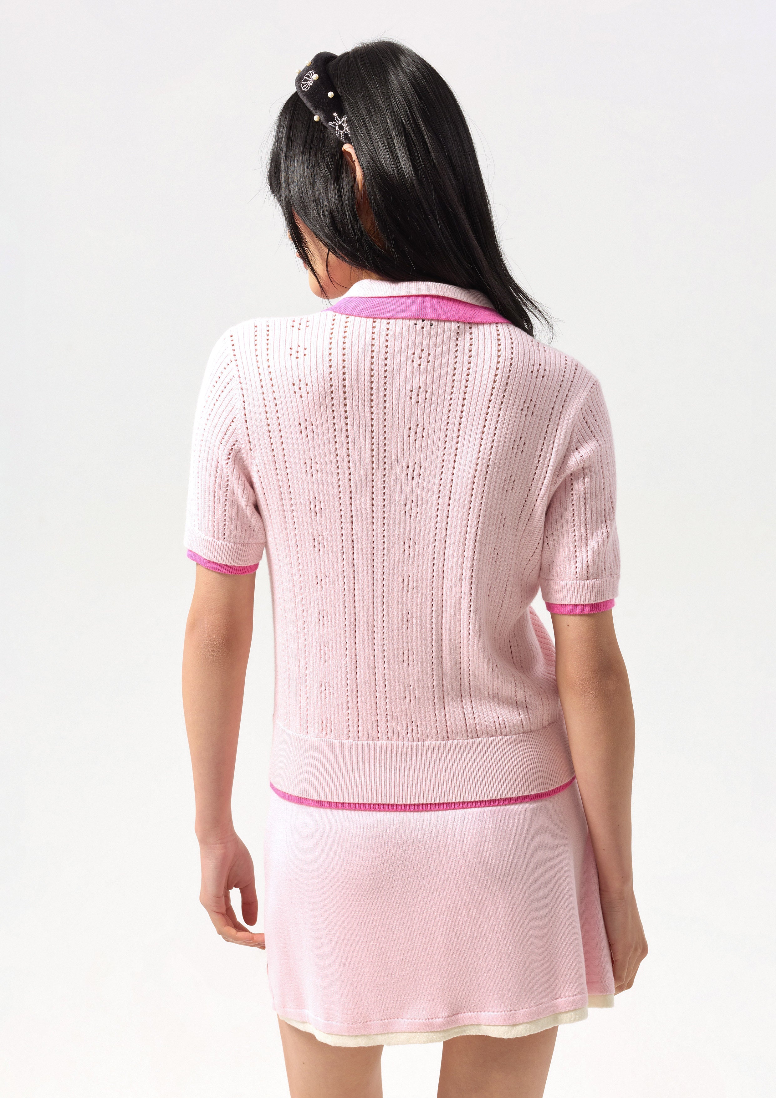 Knitted Layered Collar Polo Top California Calling