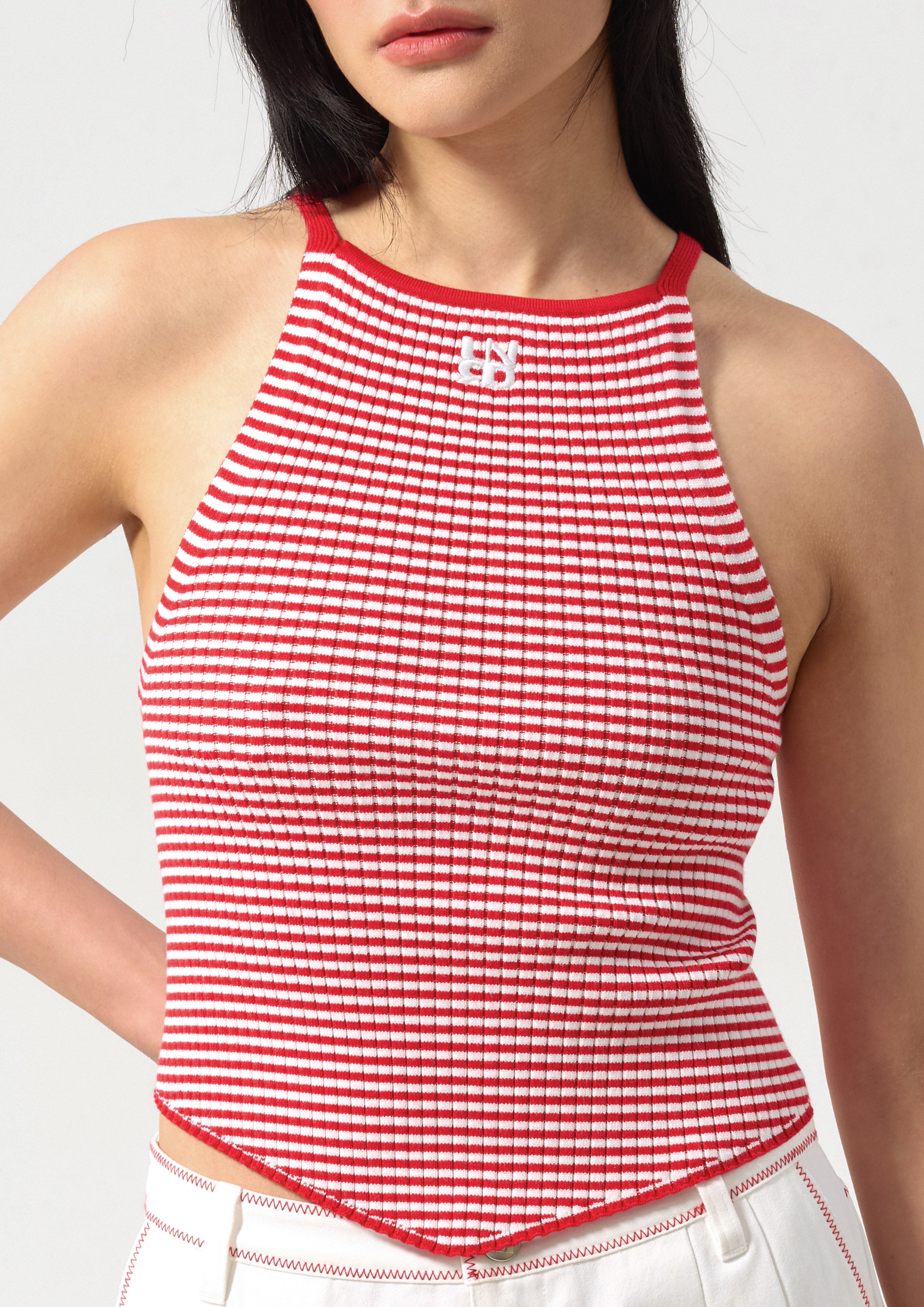 Stripe Knitted Halter Top California Calling