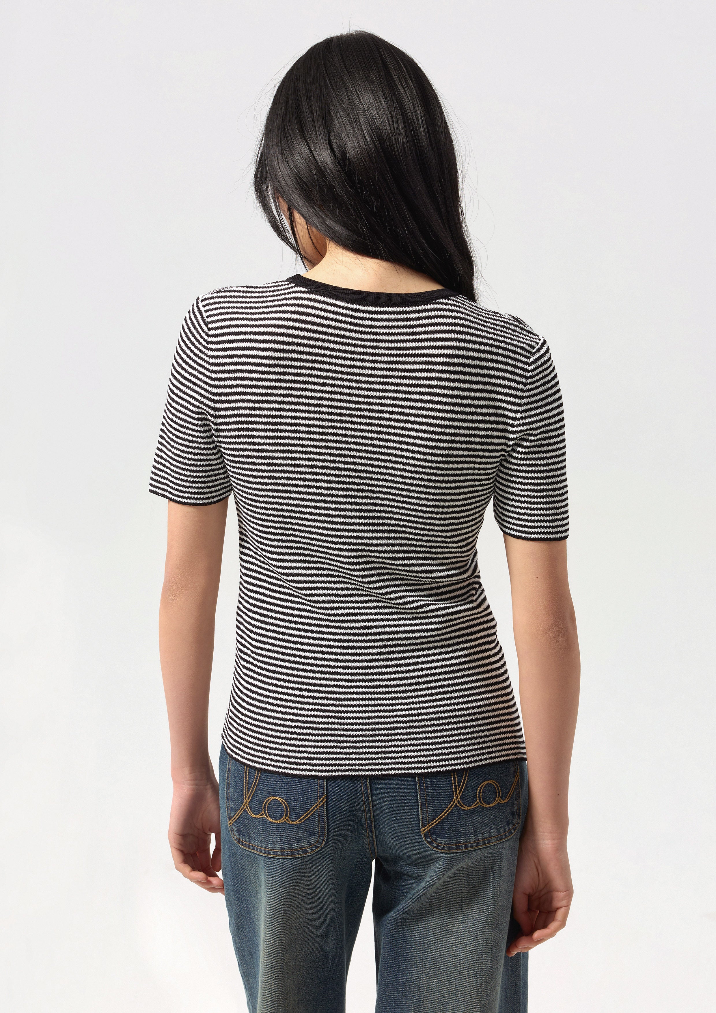 Stripe Knitted Short Sleeve Top California Calling