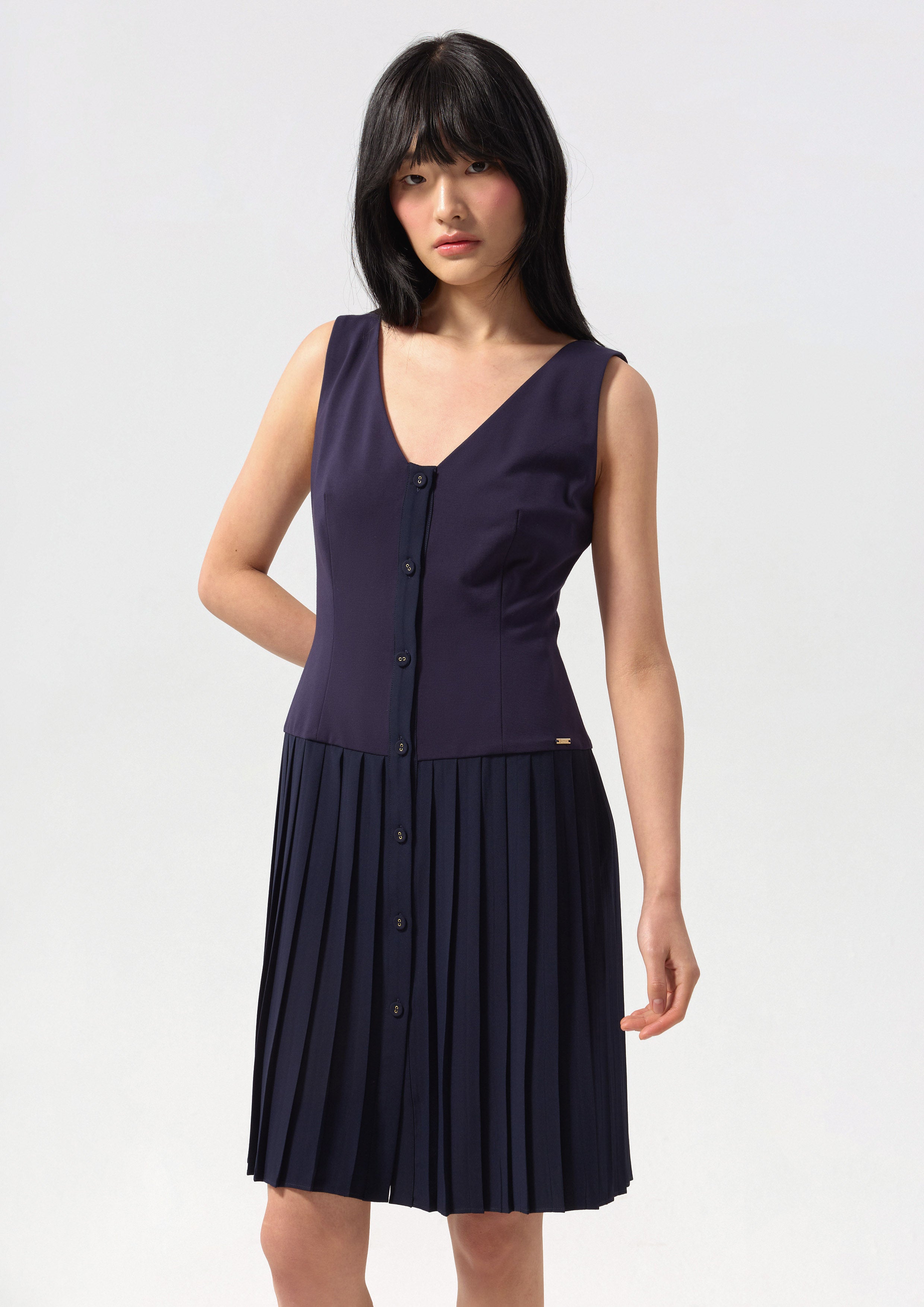 เดรสสั้นกระโปรงพลีท คอลเลกชัน Califonia Yacht Club