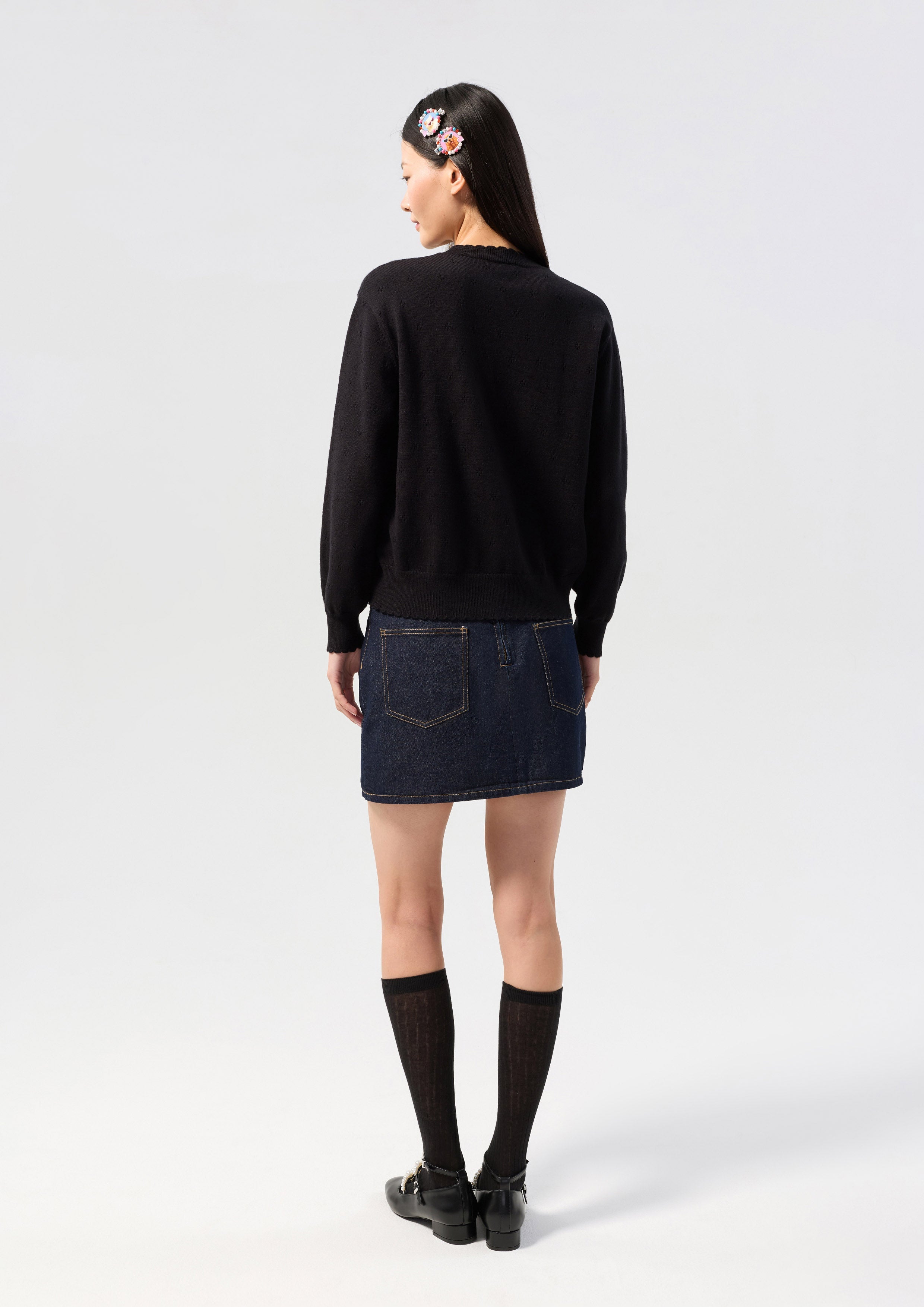 Pearl Bead Embellished Long Sleeve Pullover Oasis