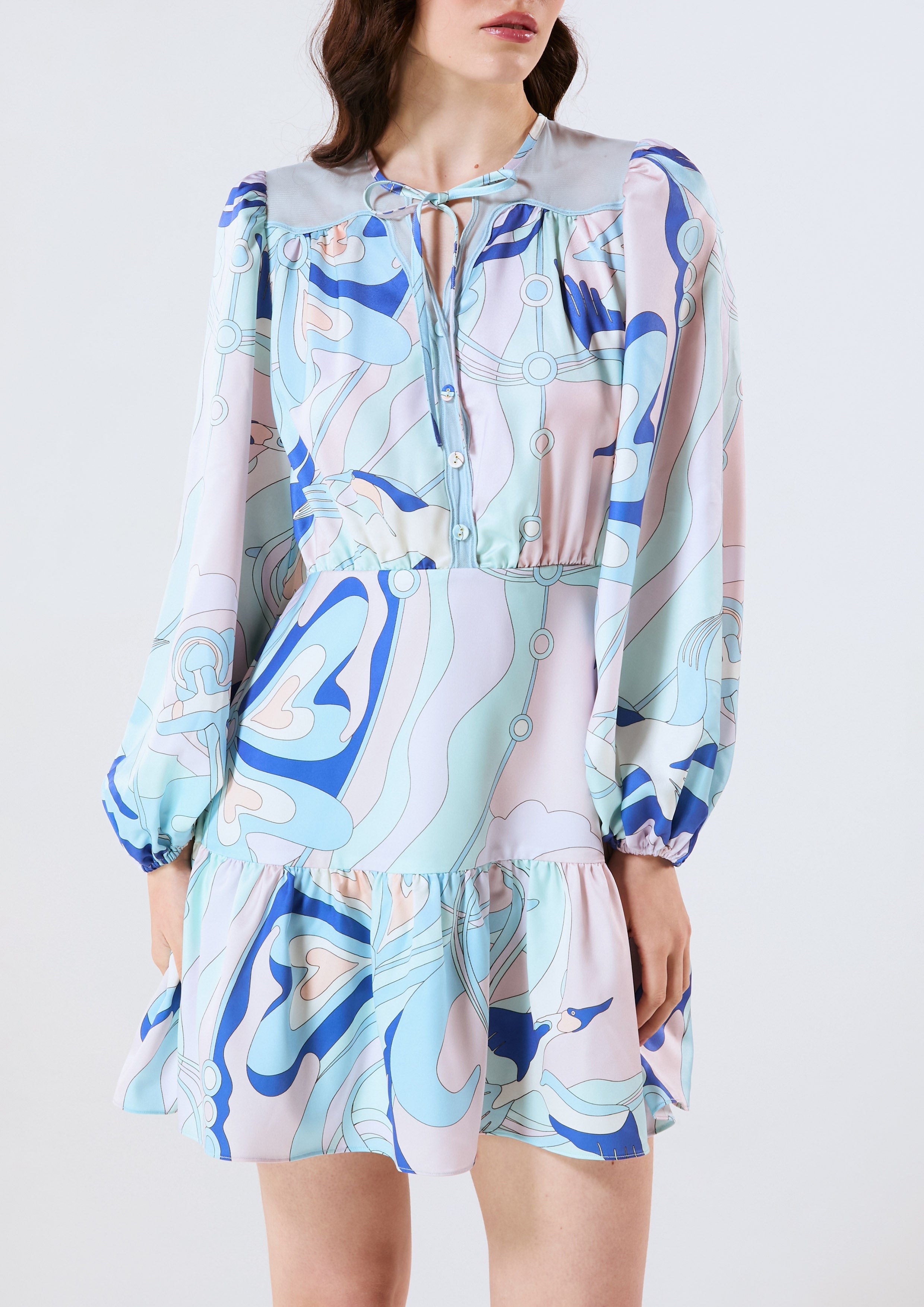 Print Long Sleeve Mini Dress Califonia Yacht Club