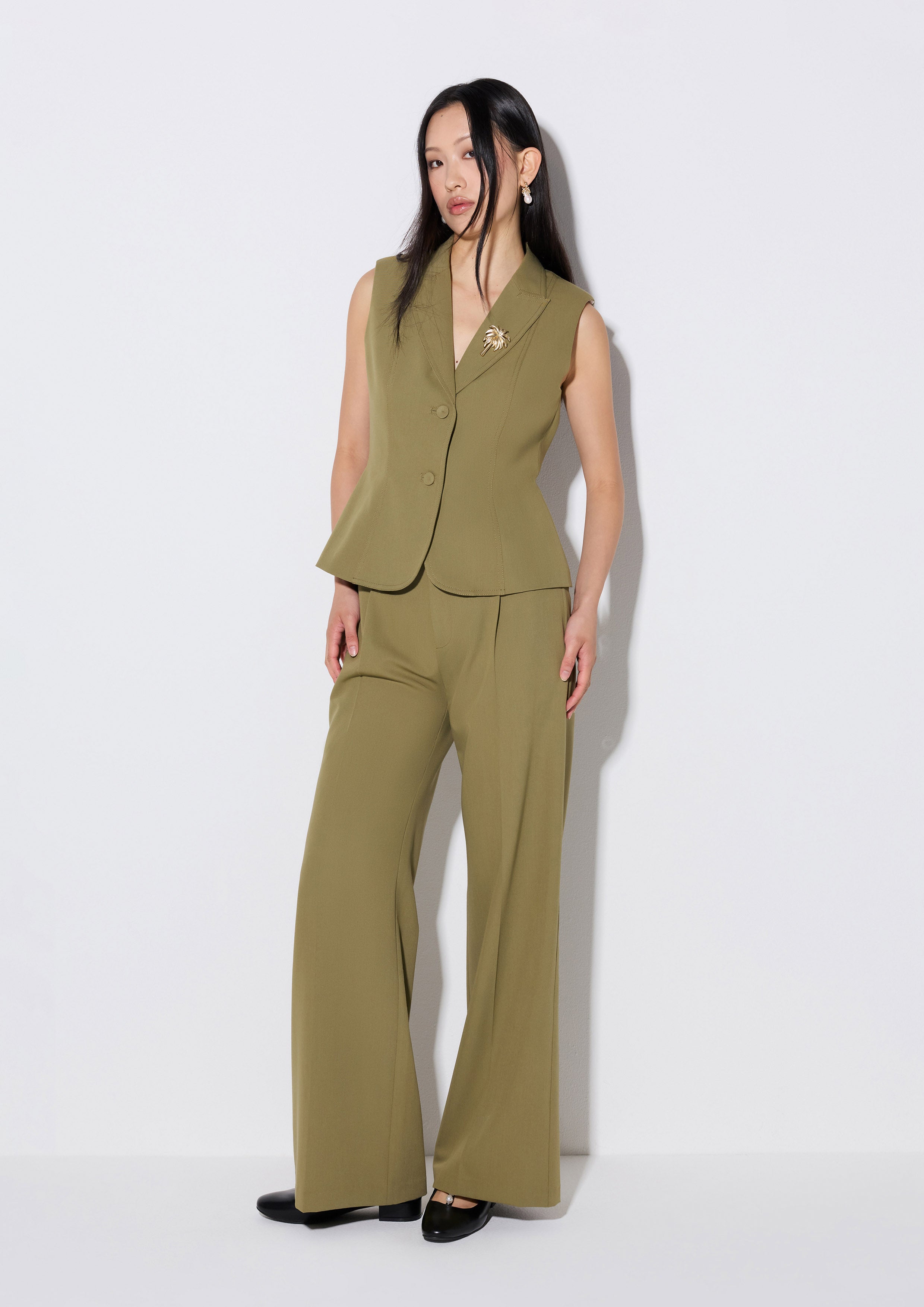 Vest With Palm Pin Salt and Sol