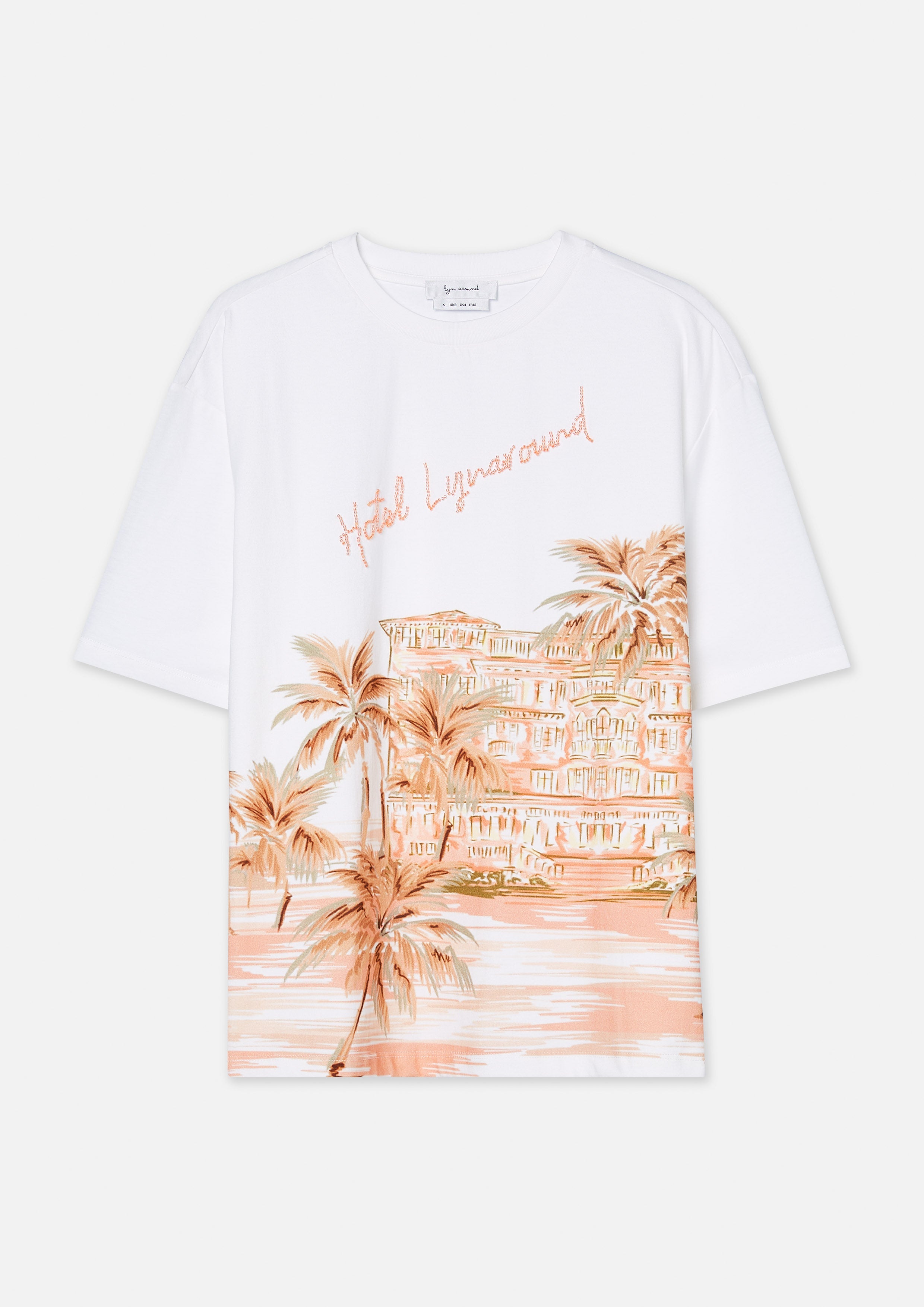 เสื้อยืดแขนสั้นพิมพ์ลายปักโลโก้ คอลเลกชัน Palm Spring