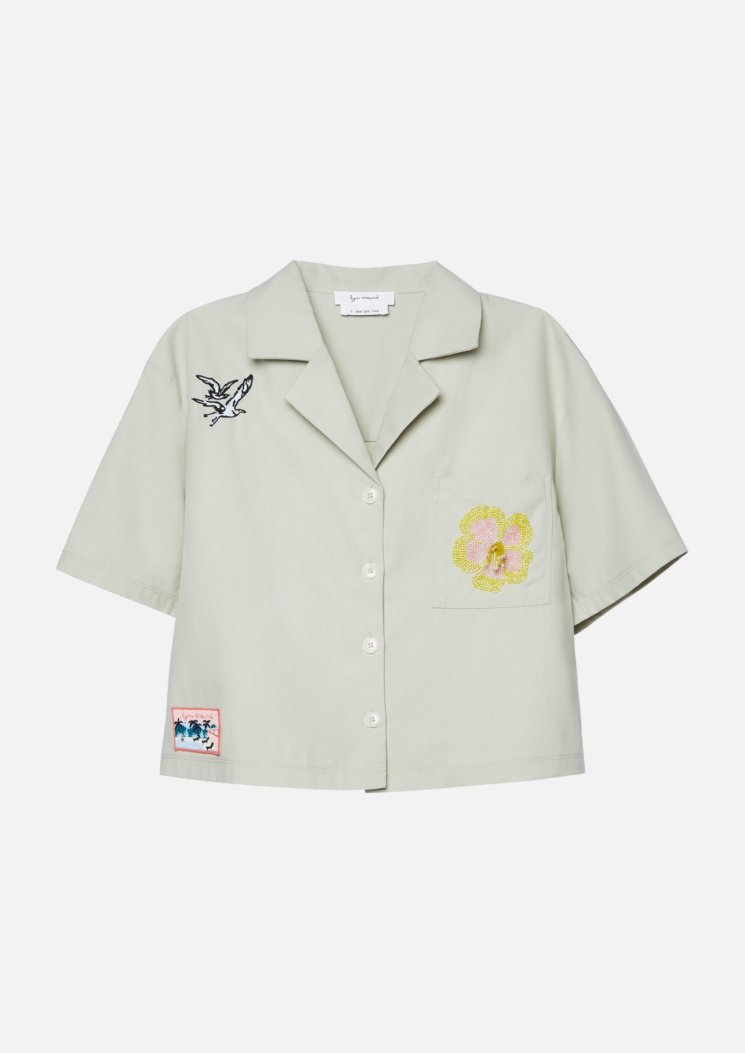 Embroidered Crop Shirt Palm Spring