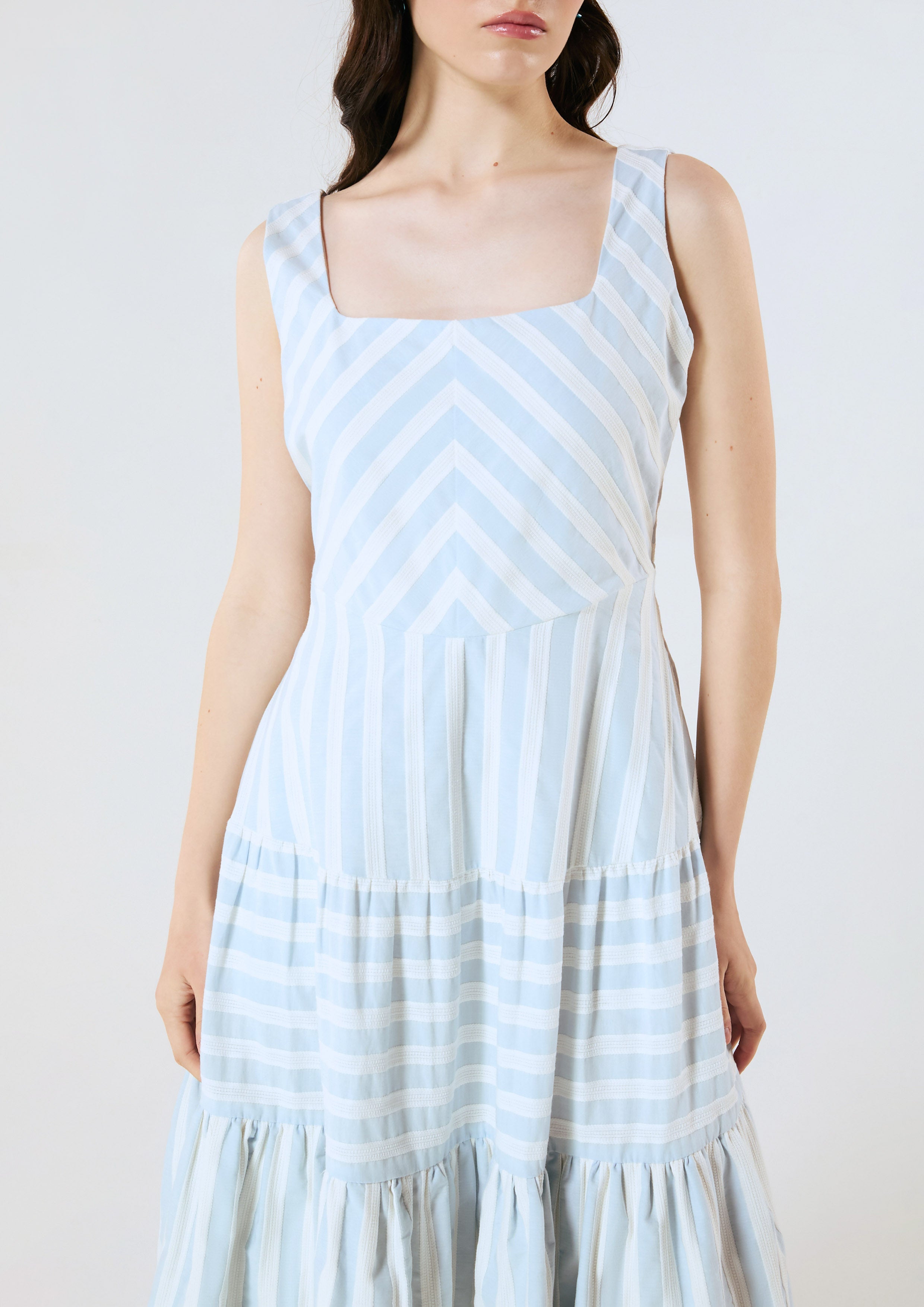 Stripe Flare Trim Skirt Mini Dress Palm Spring