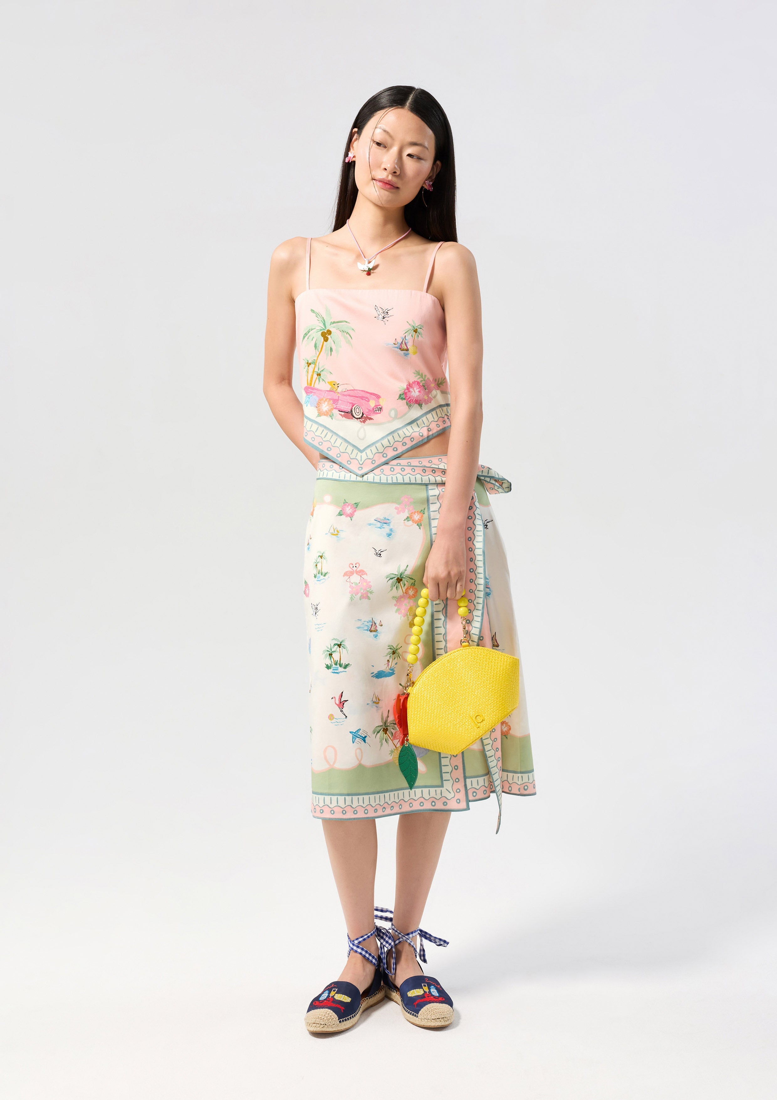 Print Cami Strap Scarf Top Palm Spring