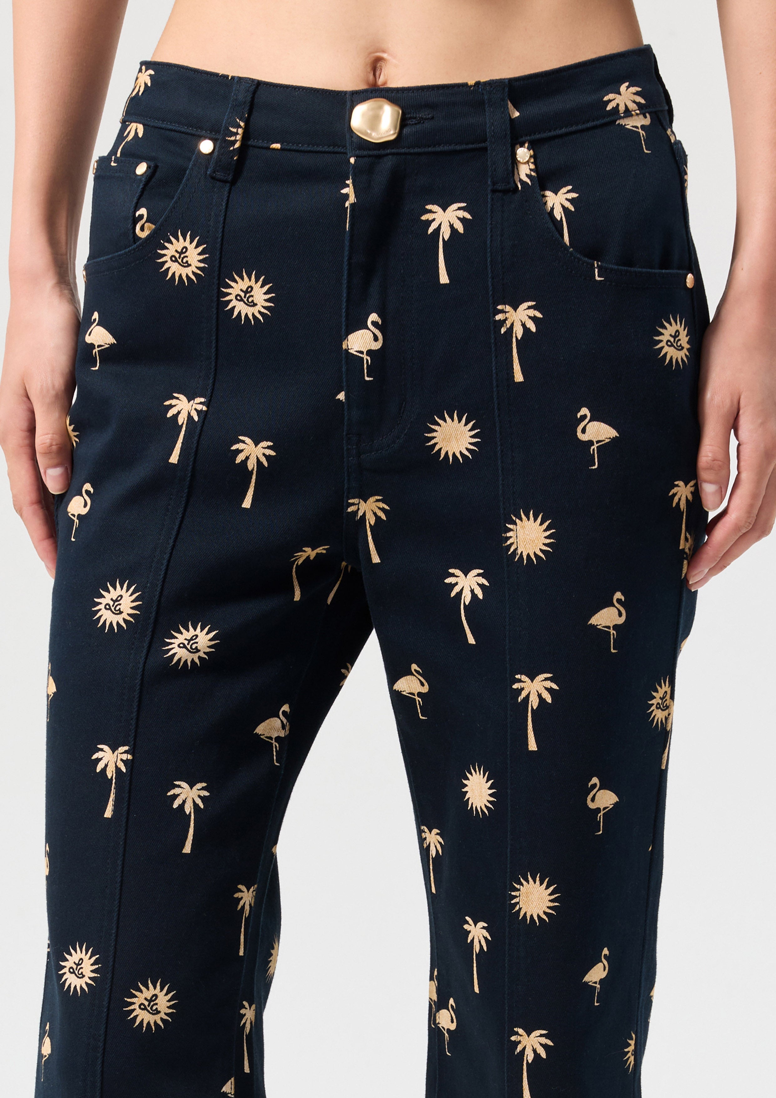 Embroidered High Waist Trousers Palm Spring