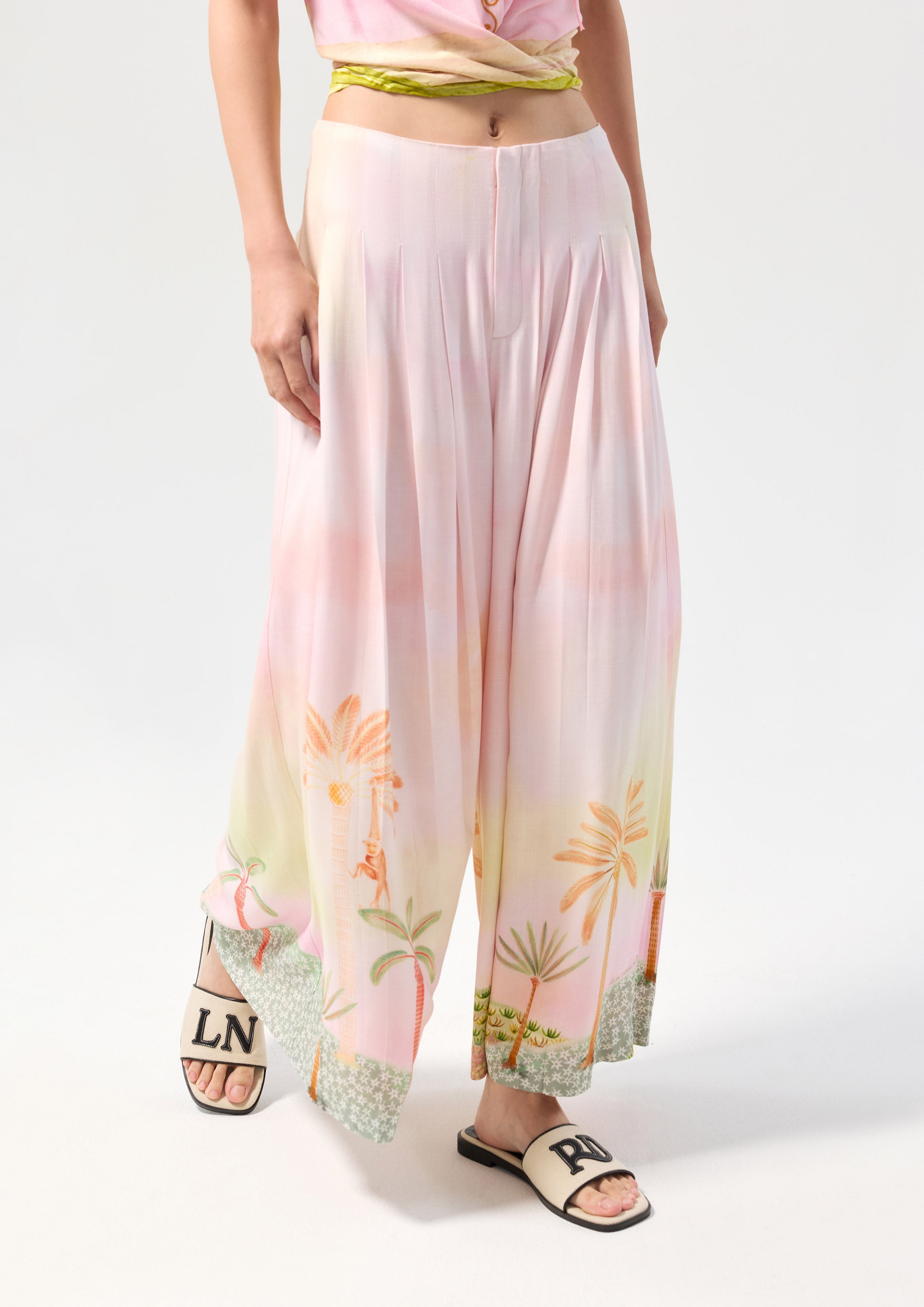 Print Flare Leg Trousers Oasis