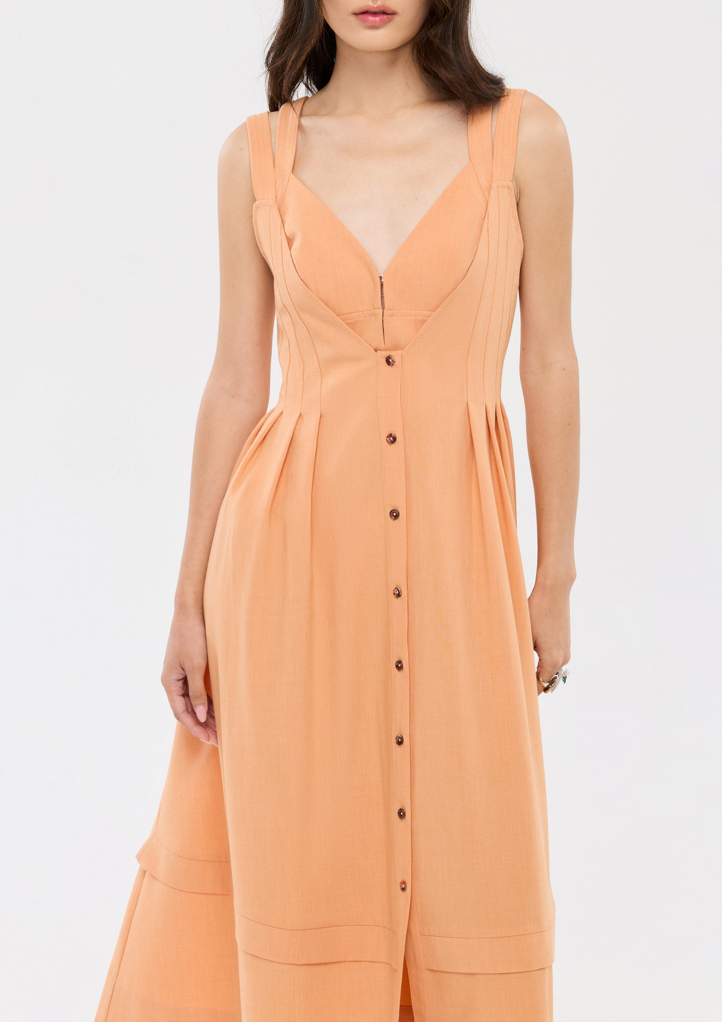 oasis button through midi dress Create Your Signature Look with Layered V Neck Button Midi Dress Oasis