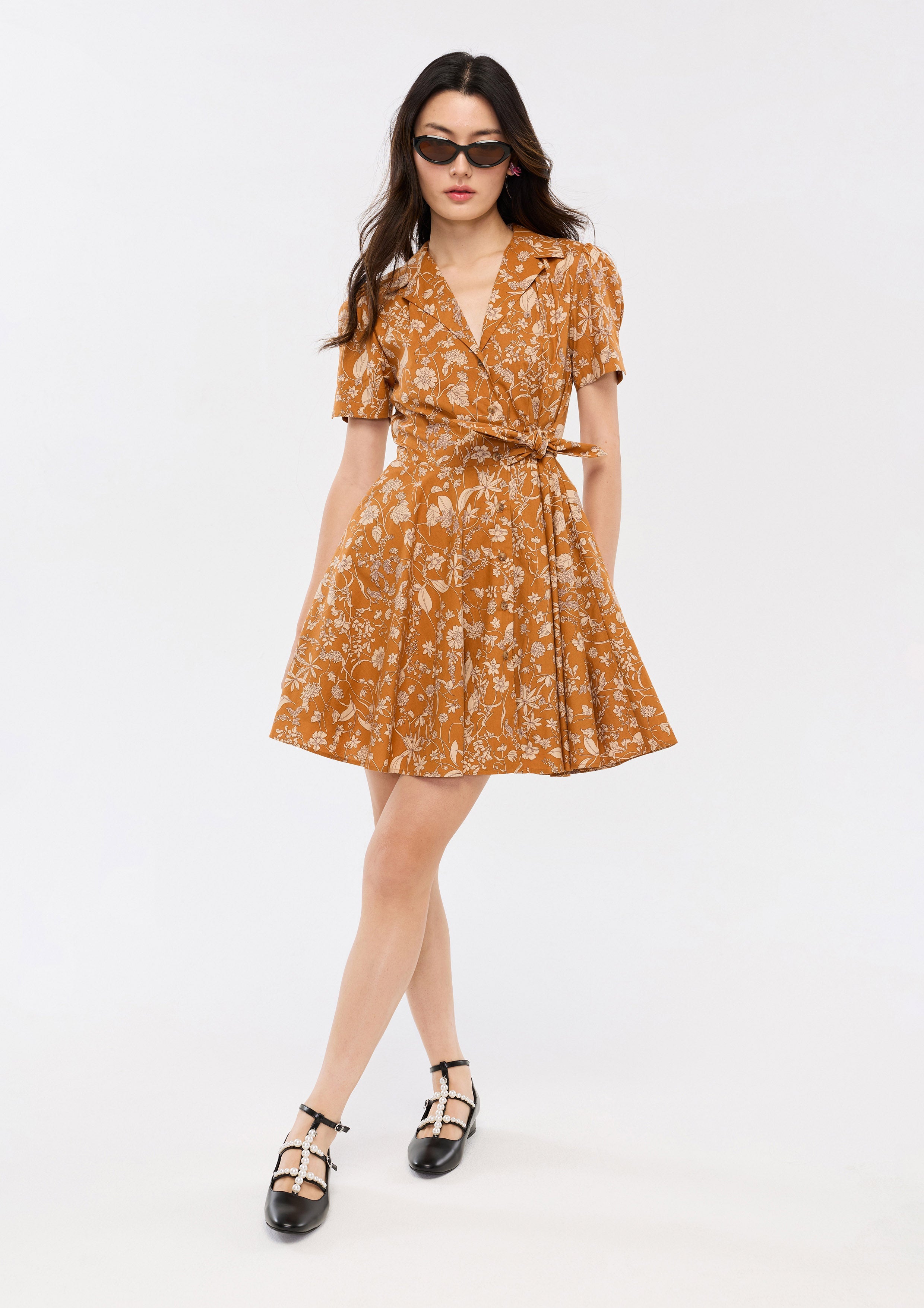 slim fit dress slacks Sunset Oasis Flowy Cinch Waist Dress main image 1