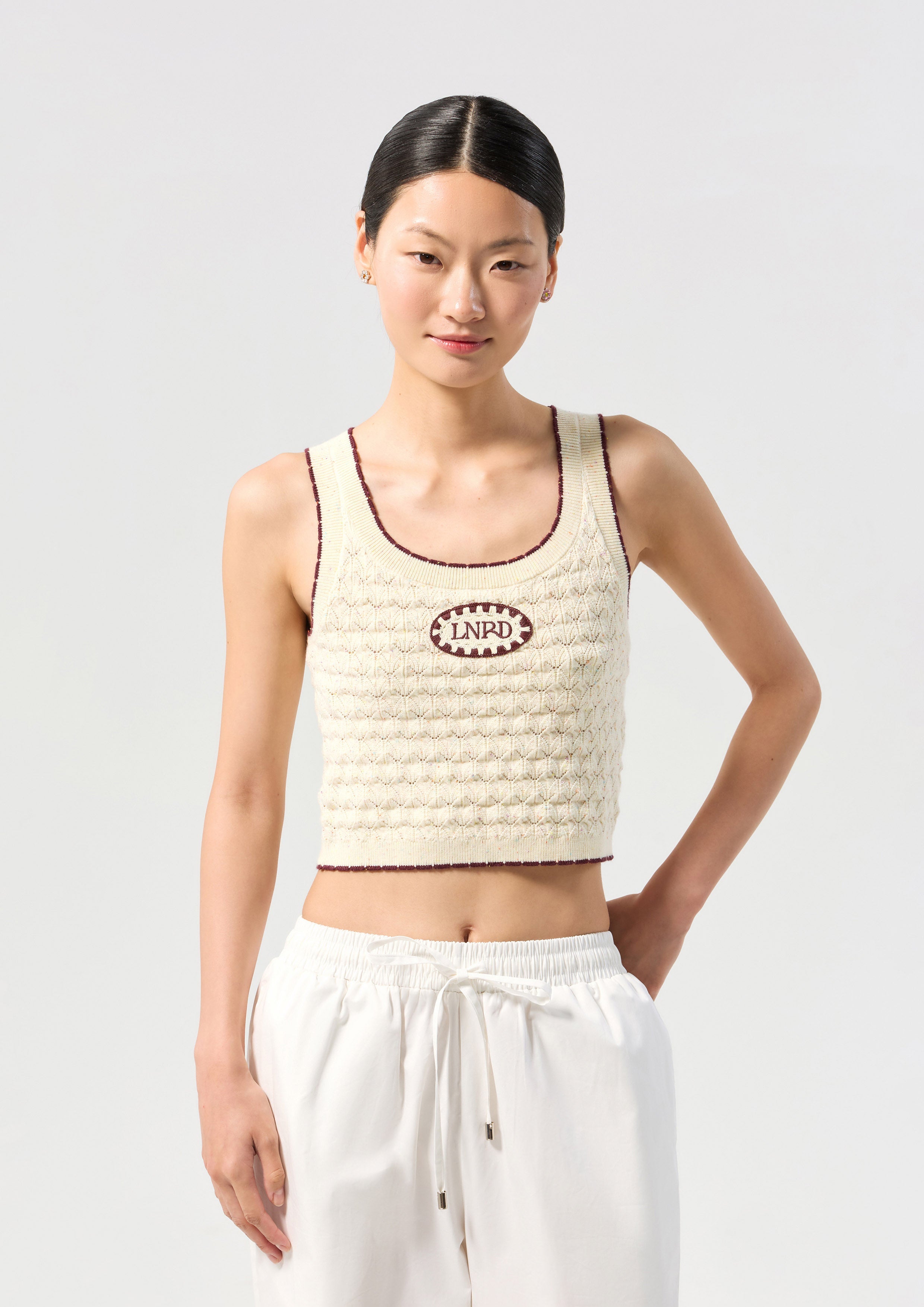 Create Your Signature Look with Logo Crochet Crop Top Oasis | Lyn