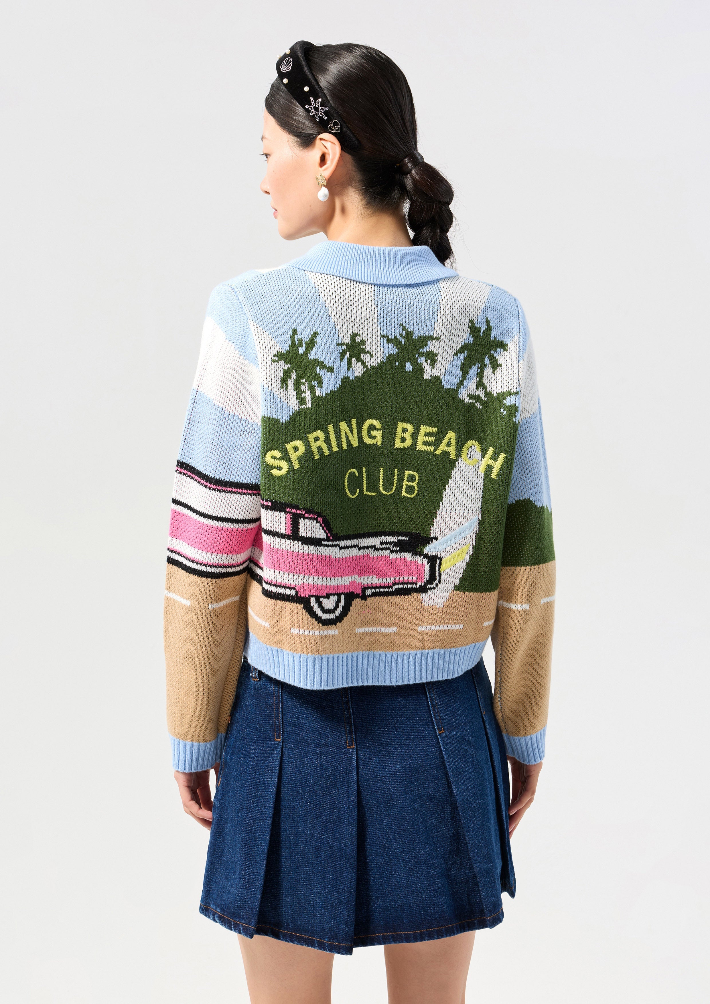 เสื้อคาร์ดิแกนแขนยาวพิมพ์ลาย คอลเลกชัน Palm Spring