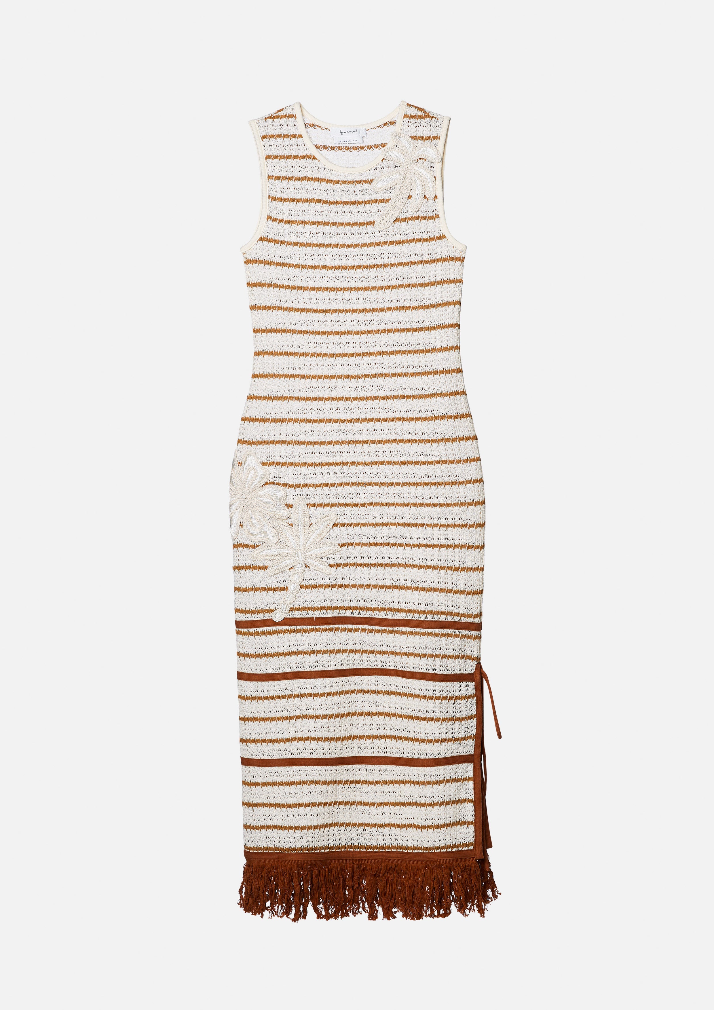 Stripe Crochet With Appliqué Midi Dress Oasis