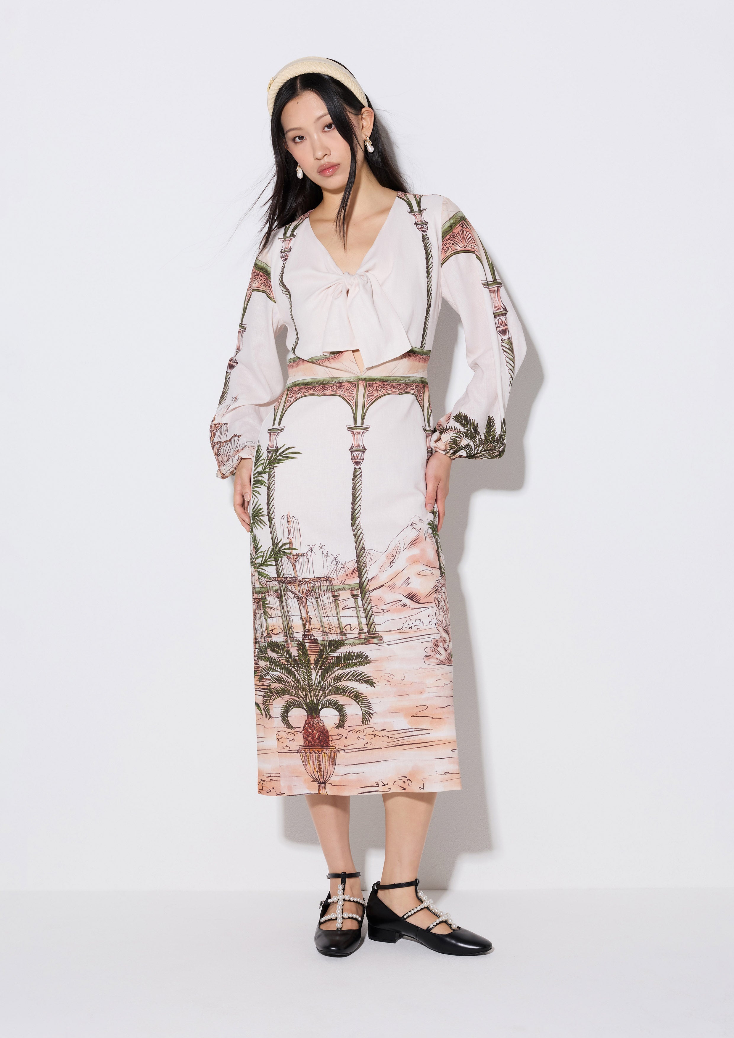 Print Long Sleeve Midi Dress Salt and Sol