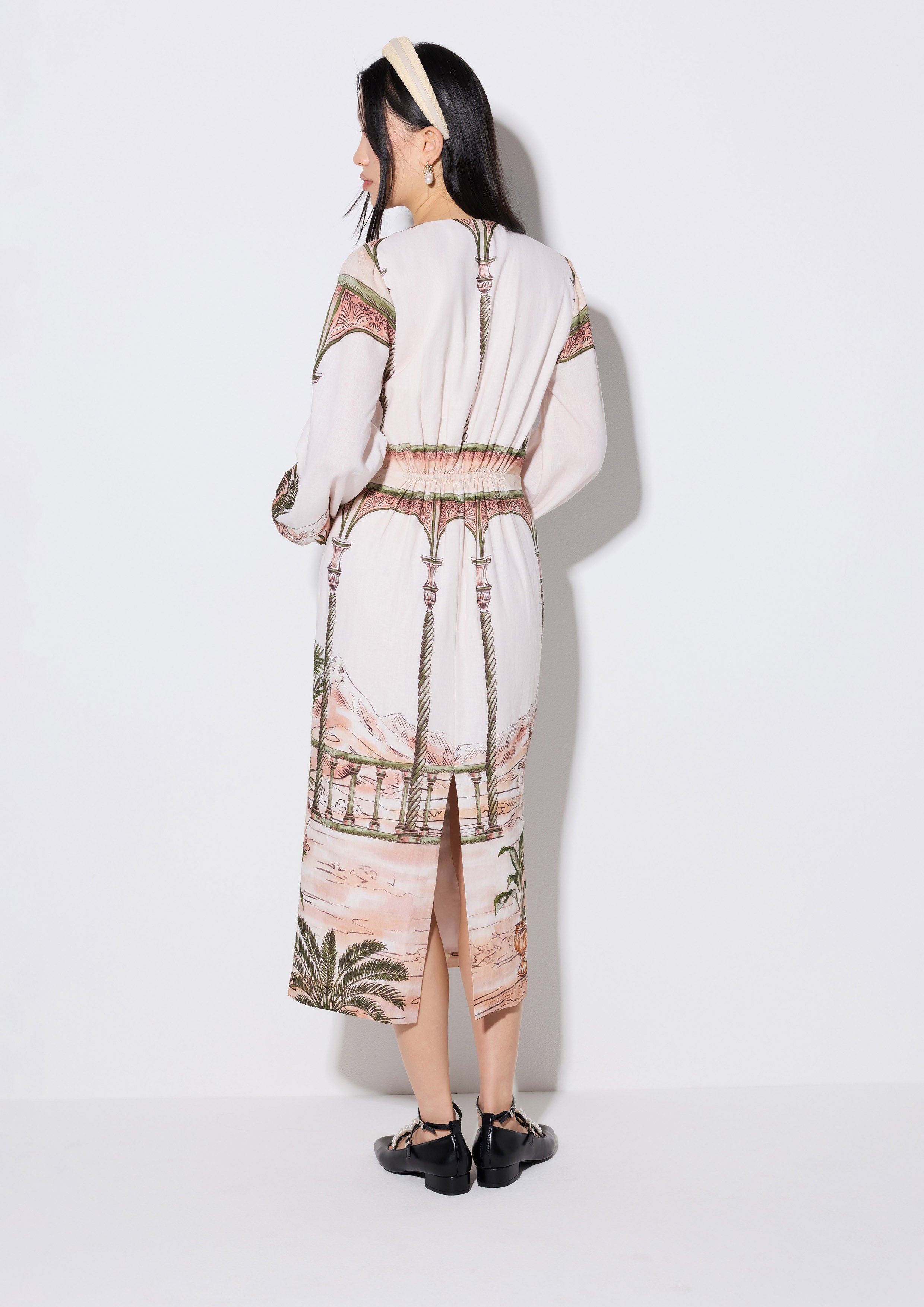 Print Long Sleeve Midi Dress Salt and Sol