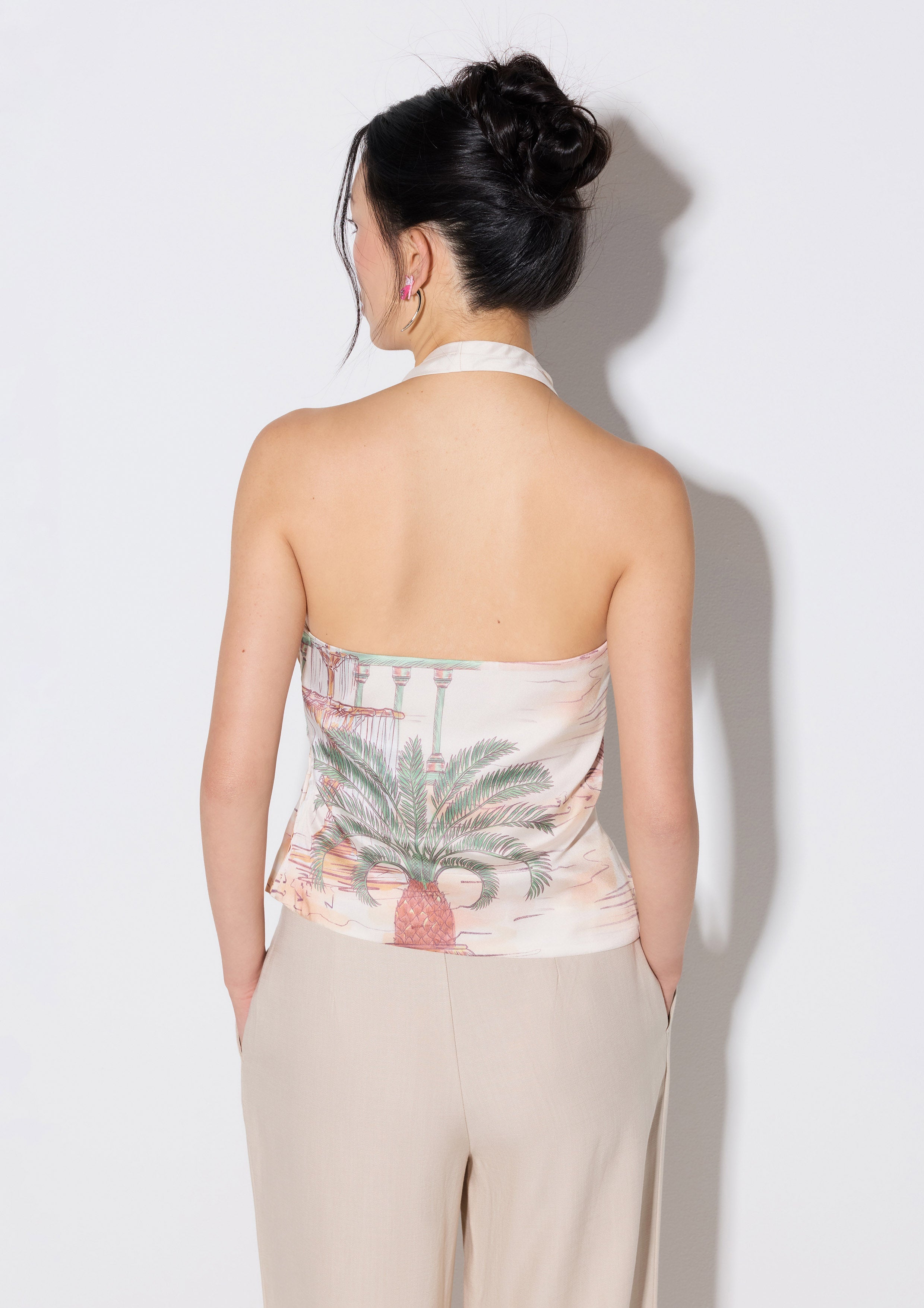 Print Satin Wrap Halter Top Salt and Sol