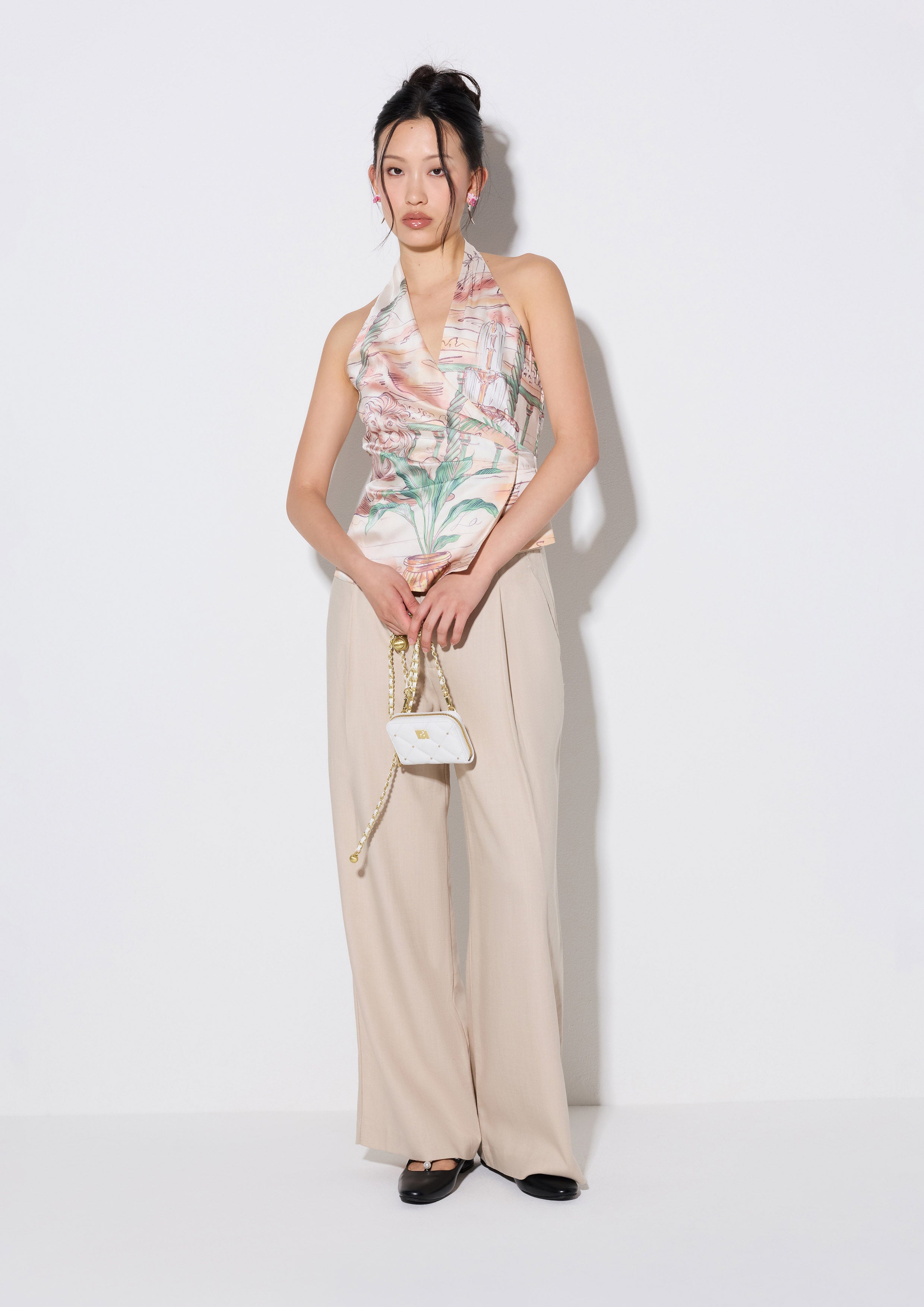 Print Satin Wrap Halter Top Salt and Sol