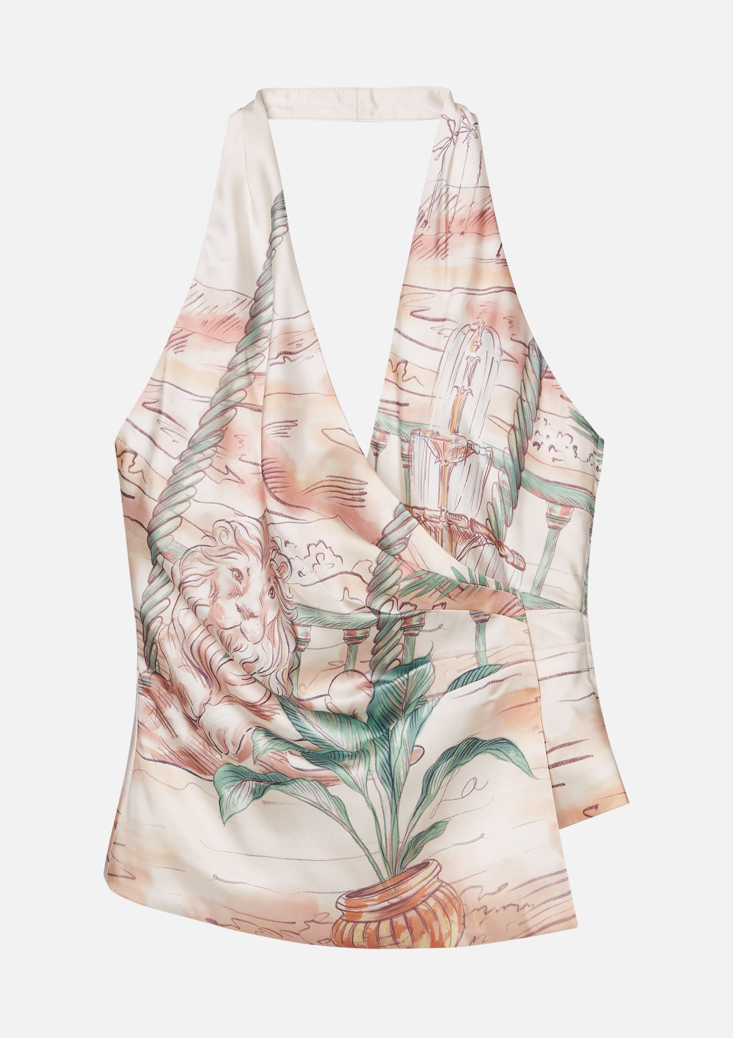 Print Satin Wrap Halter Top Salt and Sol
