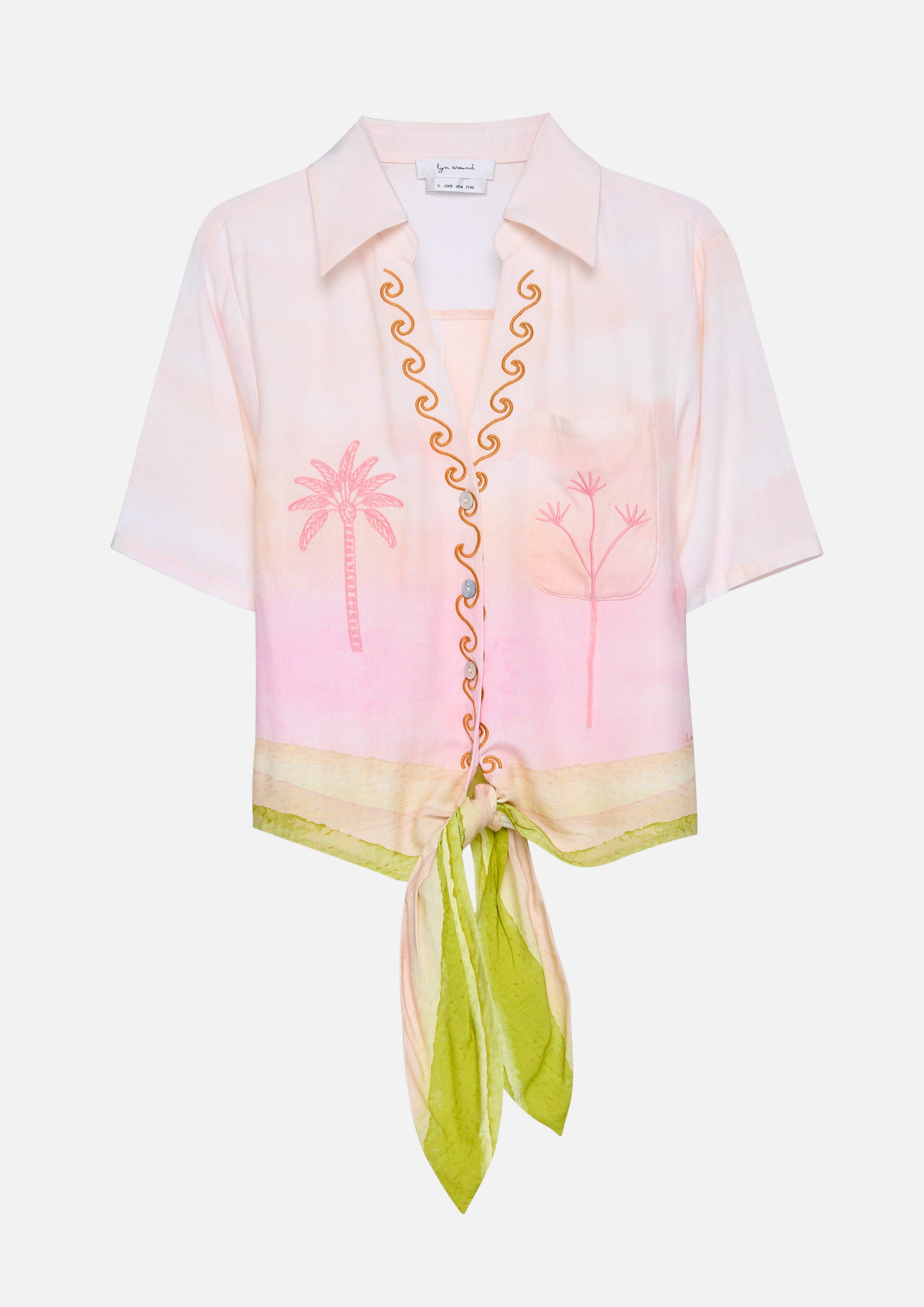 Print Waist Tie Short Sleeve Shirt Oasis