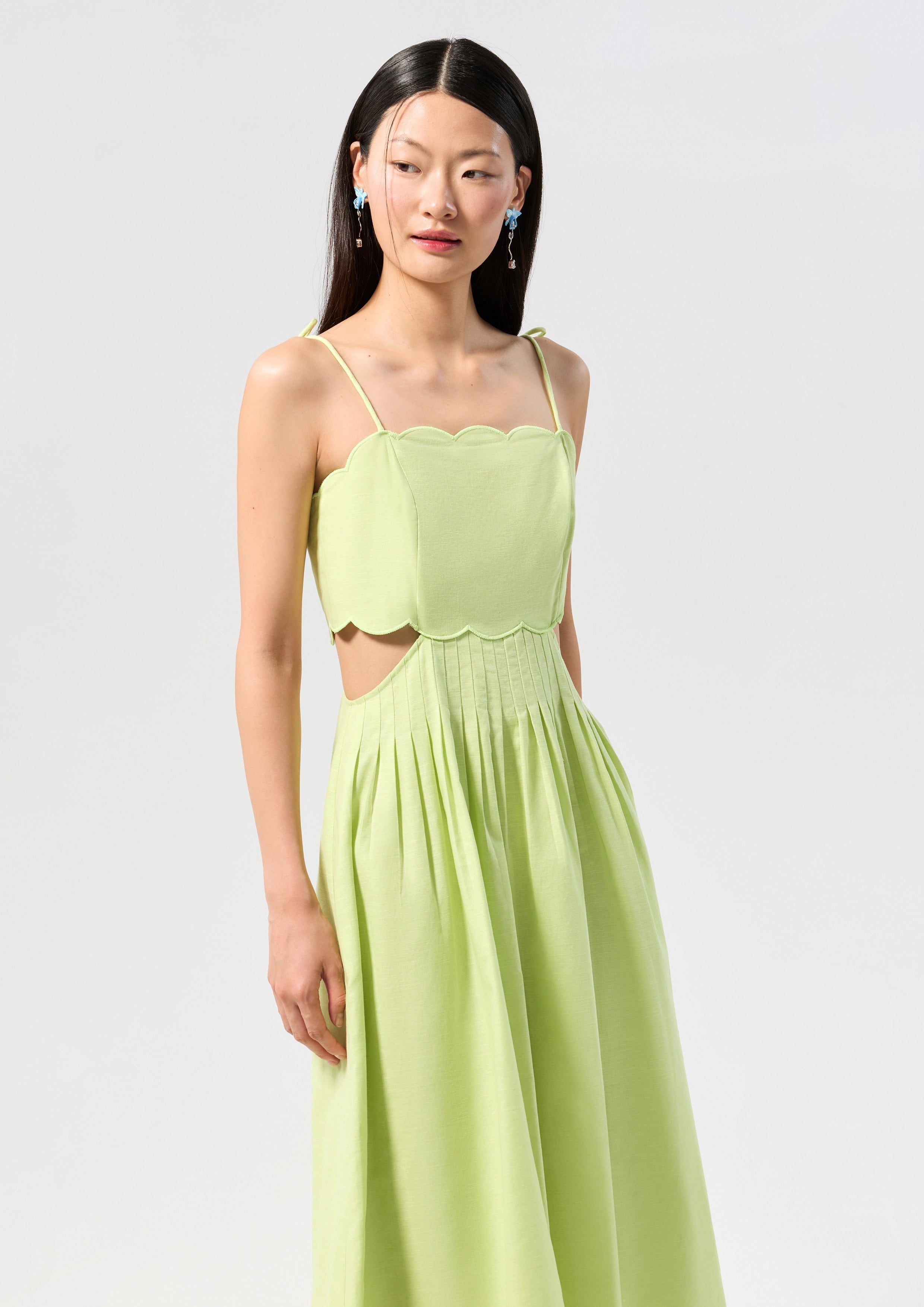 Create Your Signature Look with Scallop Cut-Out Maxi Dress Palm Spring