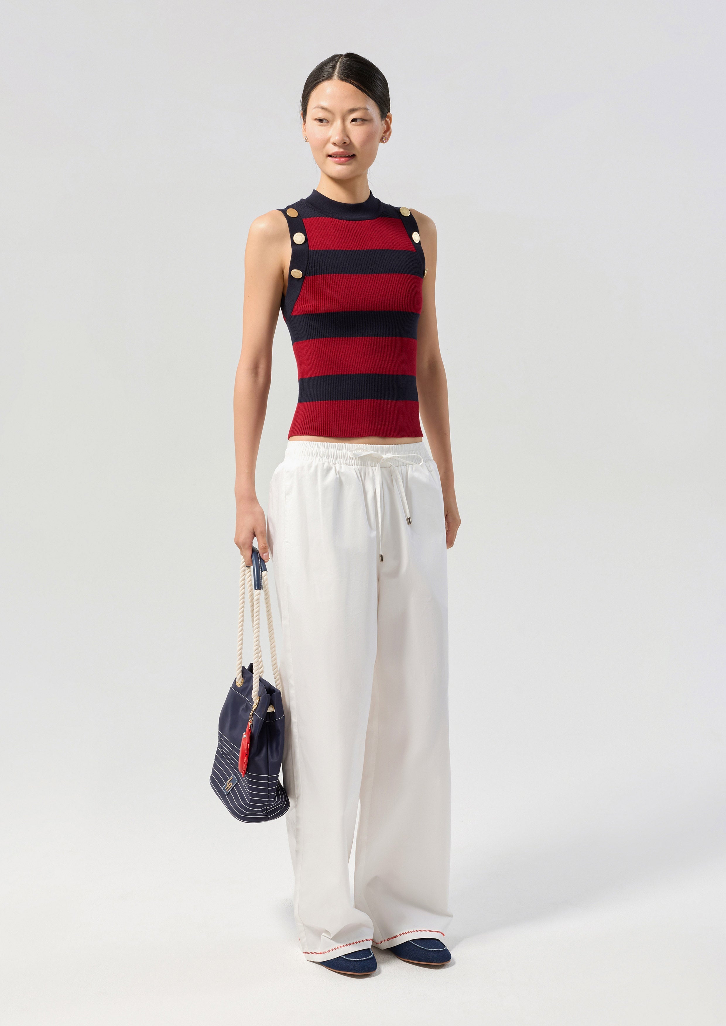 Stripe Sleeveless Knitted Top Califonia Yacht Club