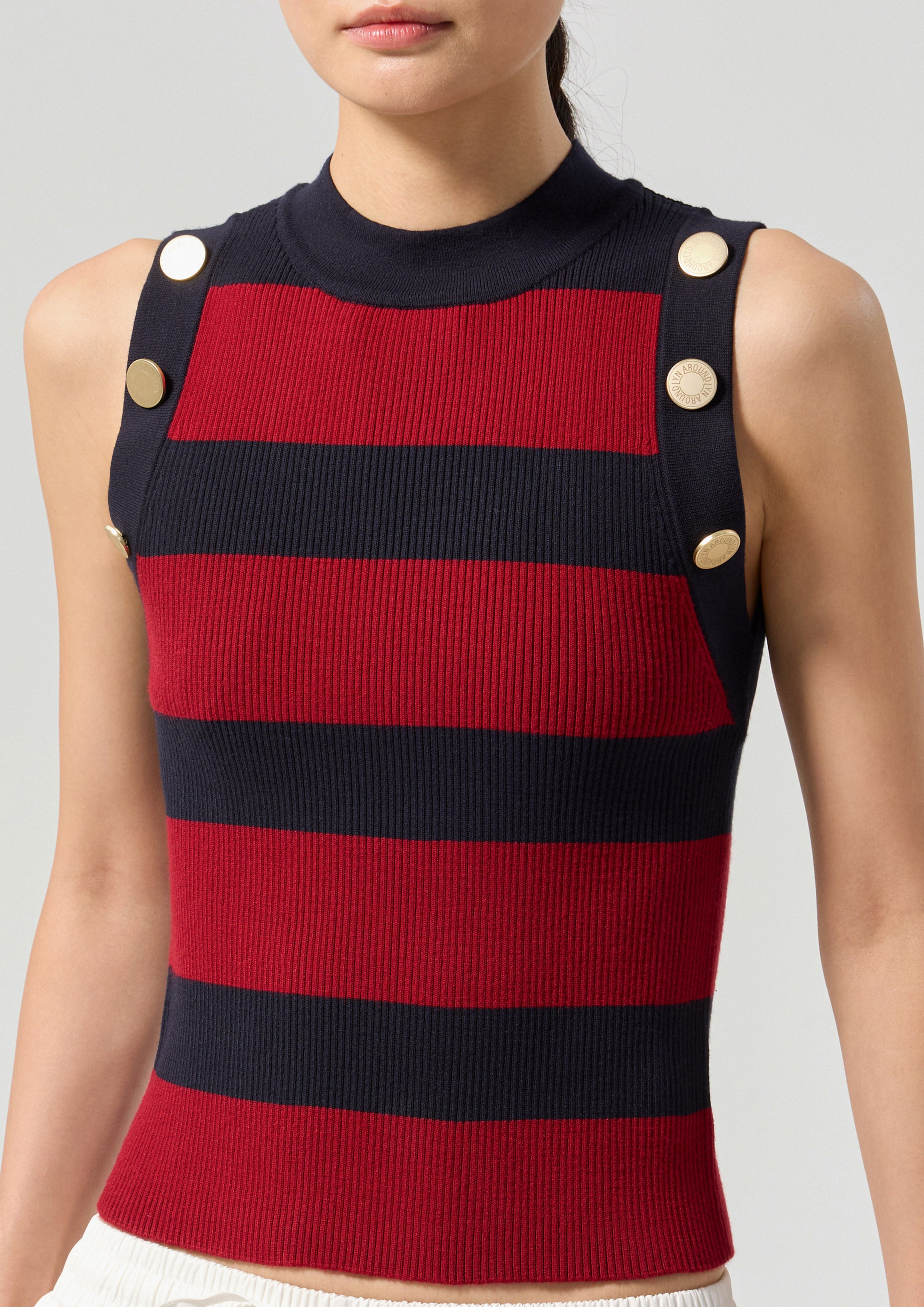 Stripe Sleeveless Knitted Top Califonia Yacht Club