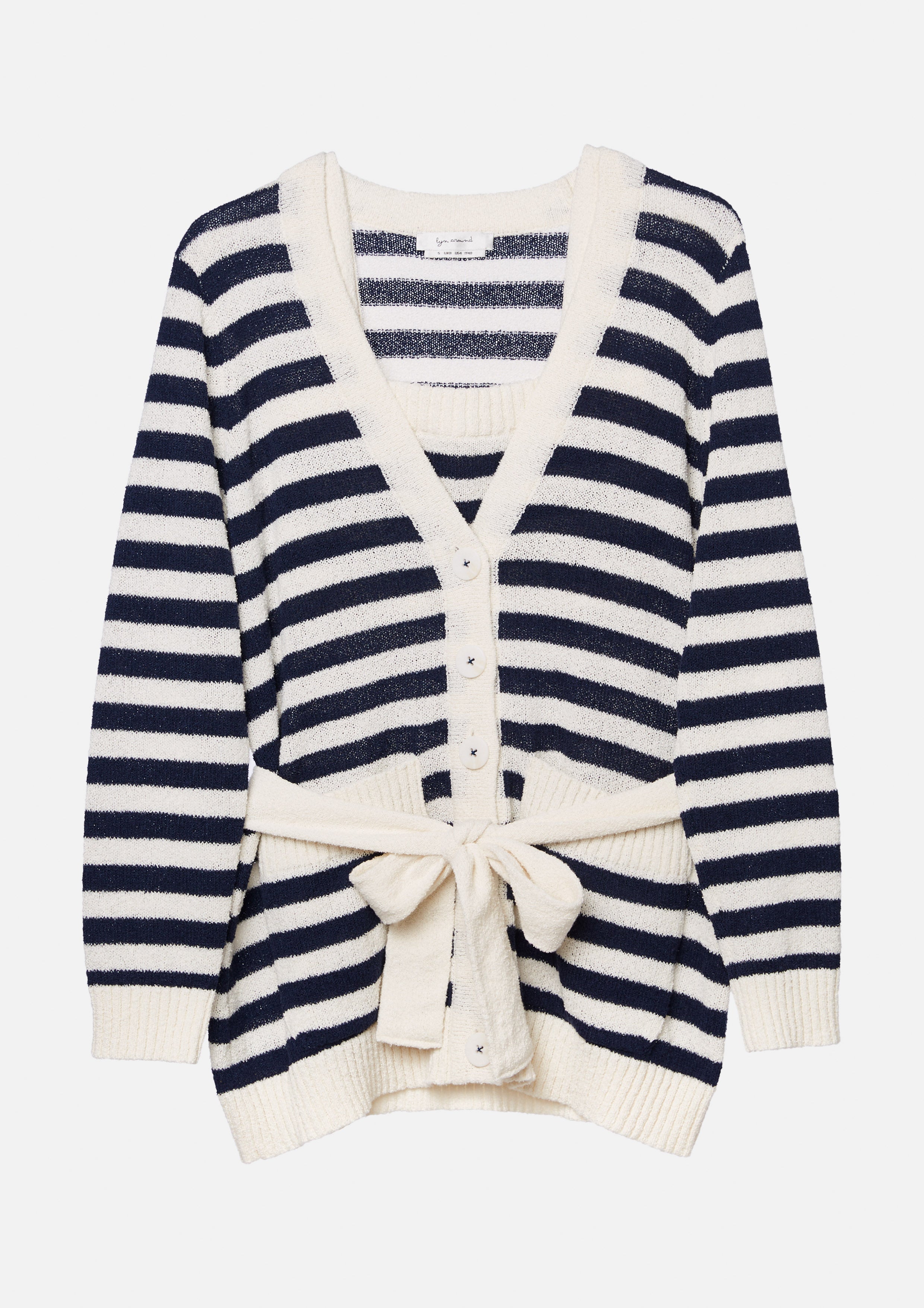 Stripe Knitted Cardigan With Inner Top Califonia Yacht Club