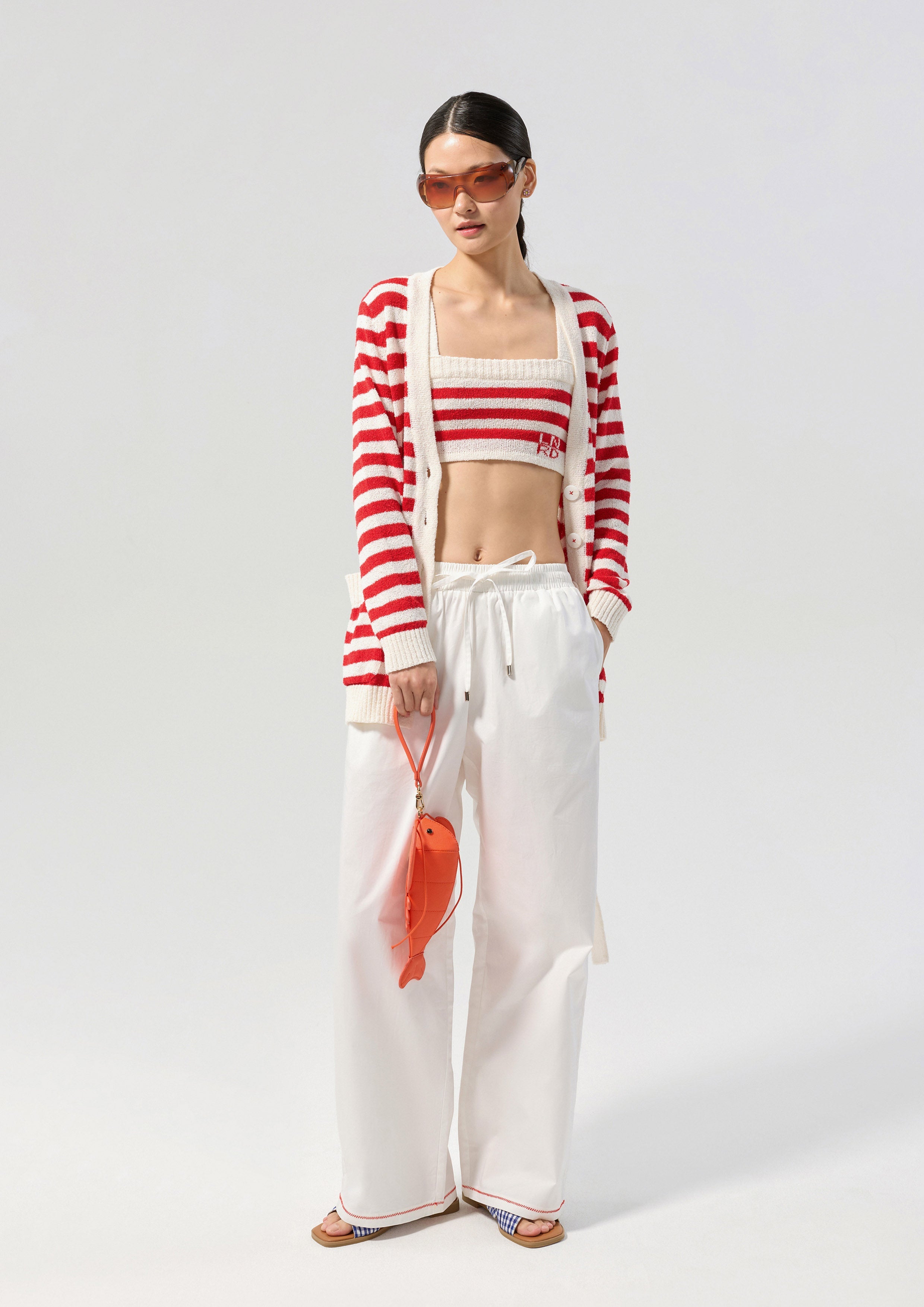 Stripe Knitted Cardigan With Inner Top Califonia Yacht Club