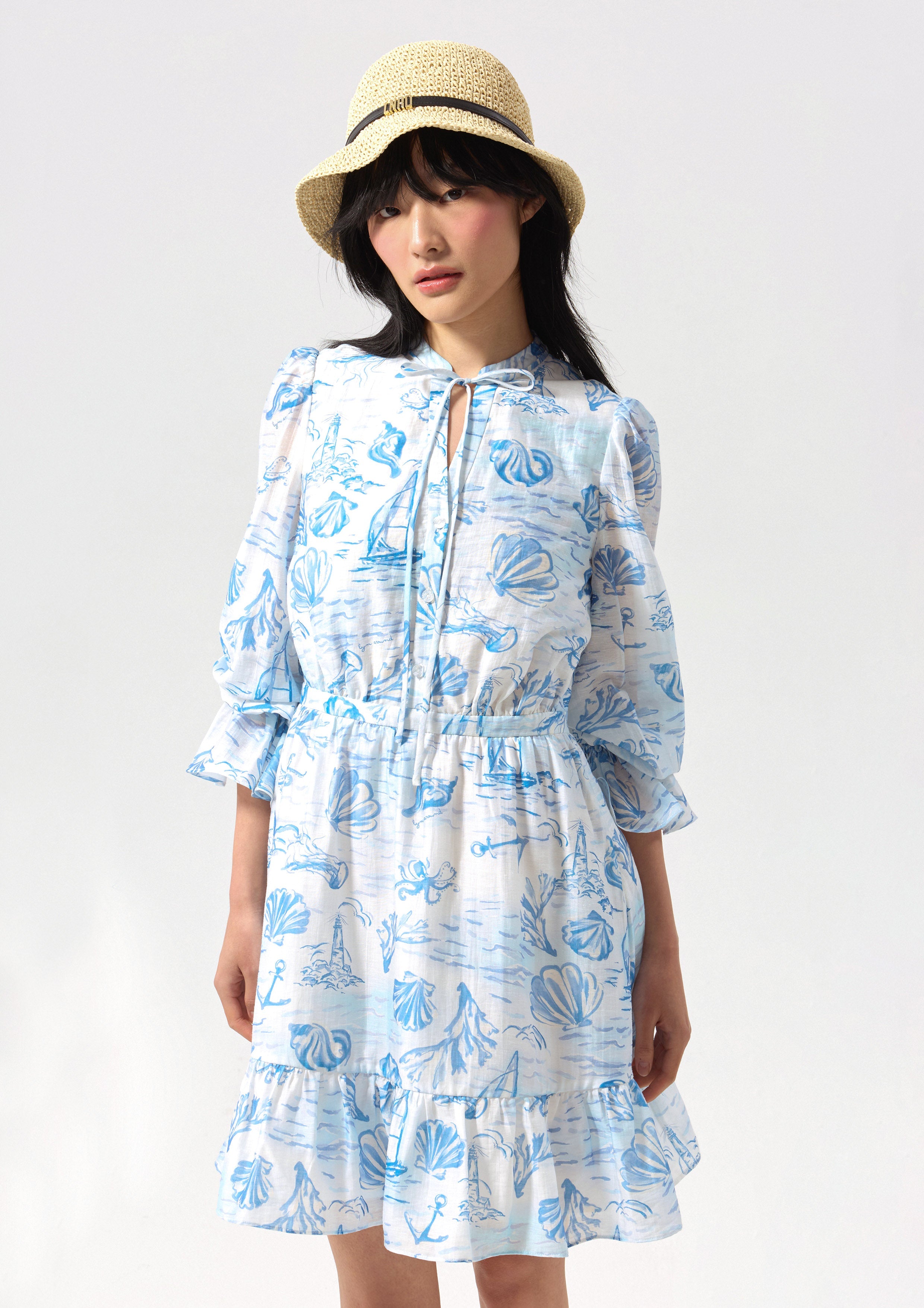 Sheer Print Mini Dress California Yacht Club