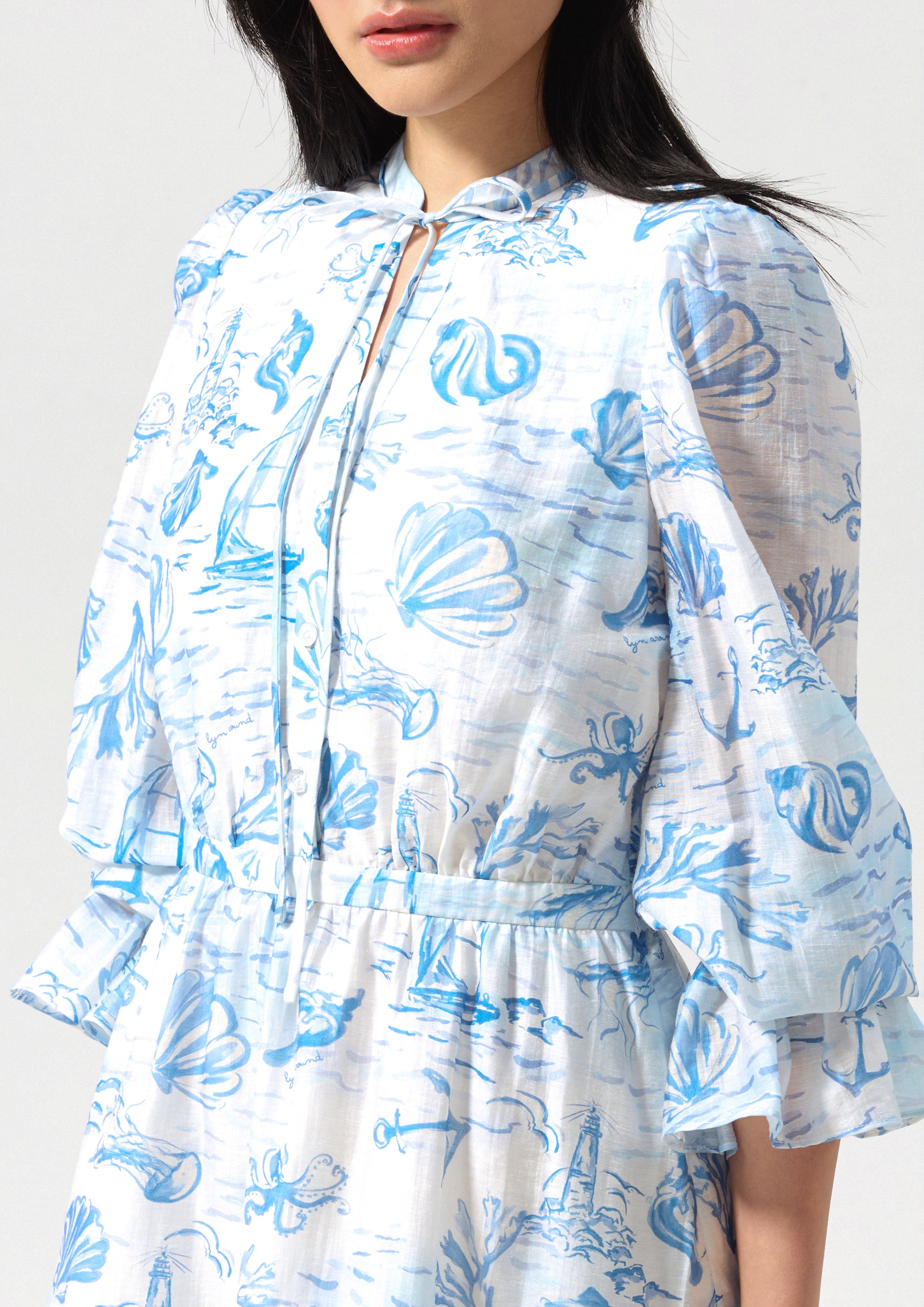 Sheer Print Mini Dress California Yacht Club