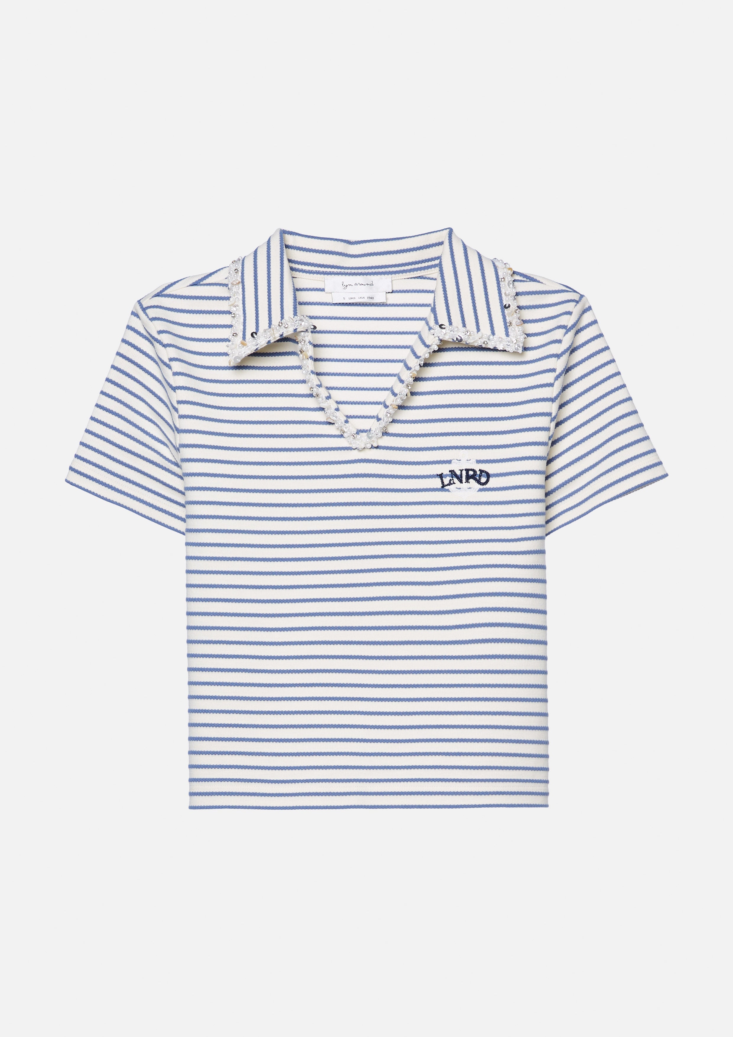 เสื้อแขนสั้นลายทางปักโลโก้ คอลเลกชัน Califonia Yacht Club