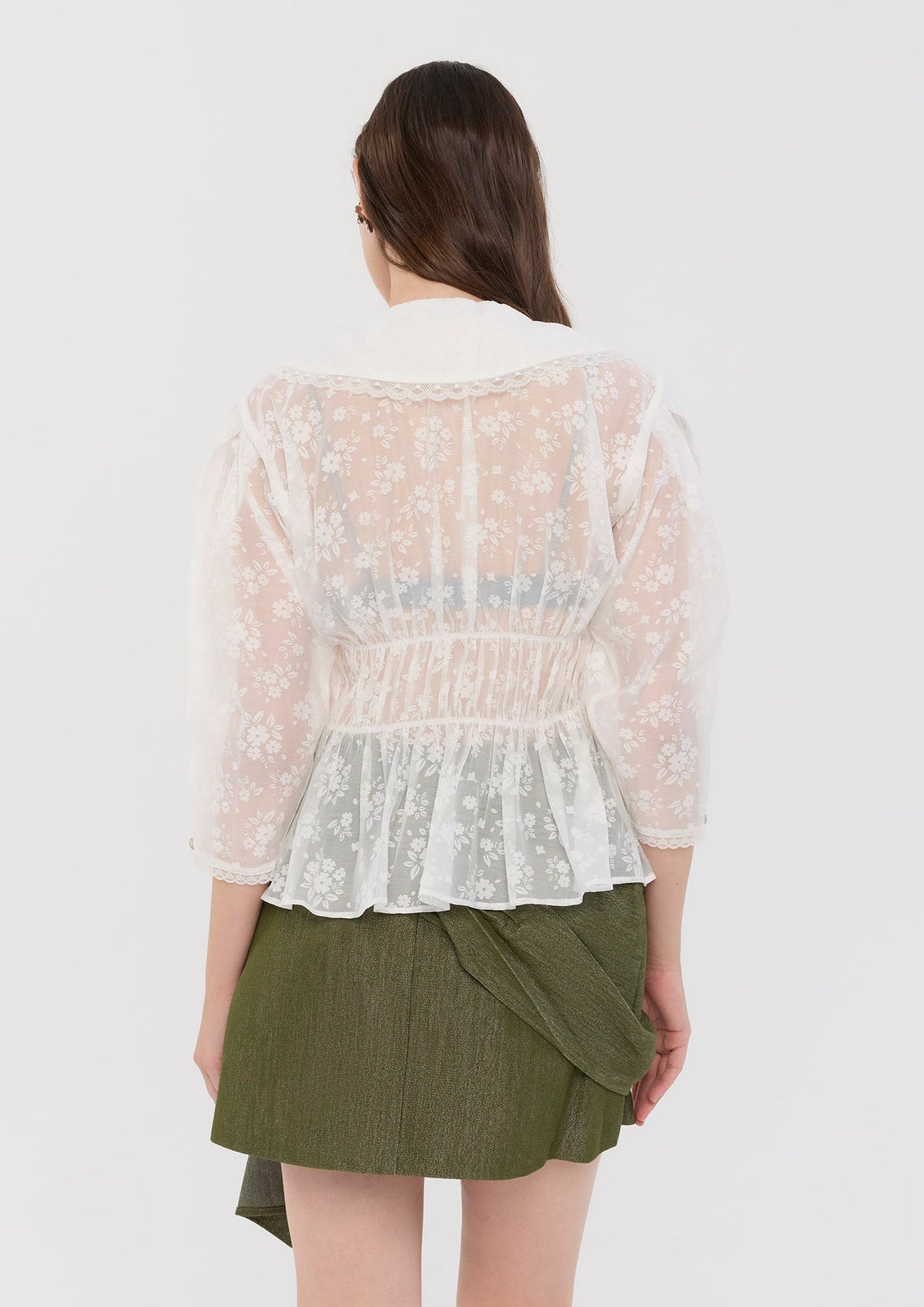 Lace Tiered Hem Long Sleeve Blouse Sacred Botanica