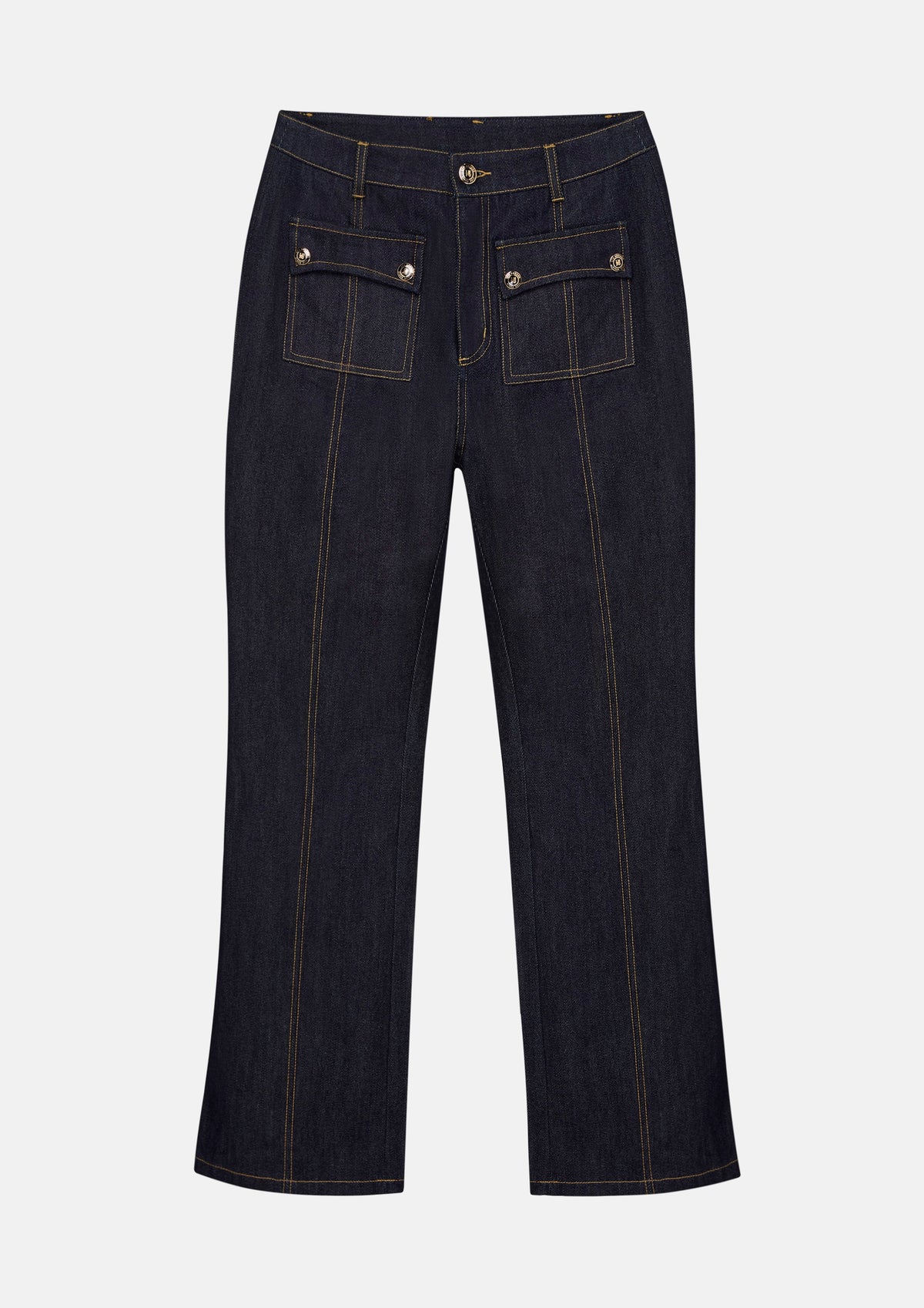 Contrast Stitching Tapered Leg Pants Basic Denim