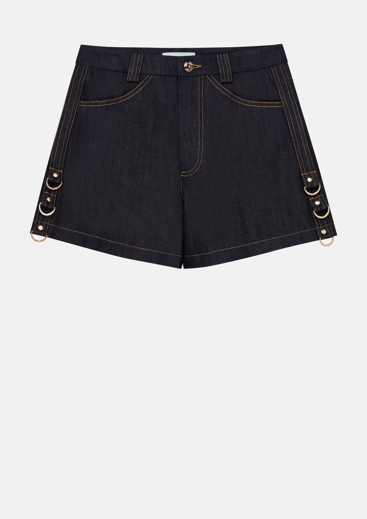 กางเกงขาสั้นฝีตะเข็บคอนทราสต์ คอลเลกชัน Basic Denim