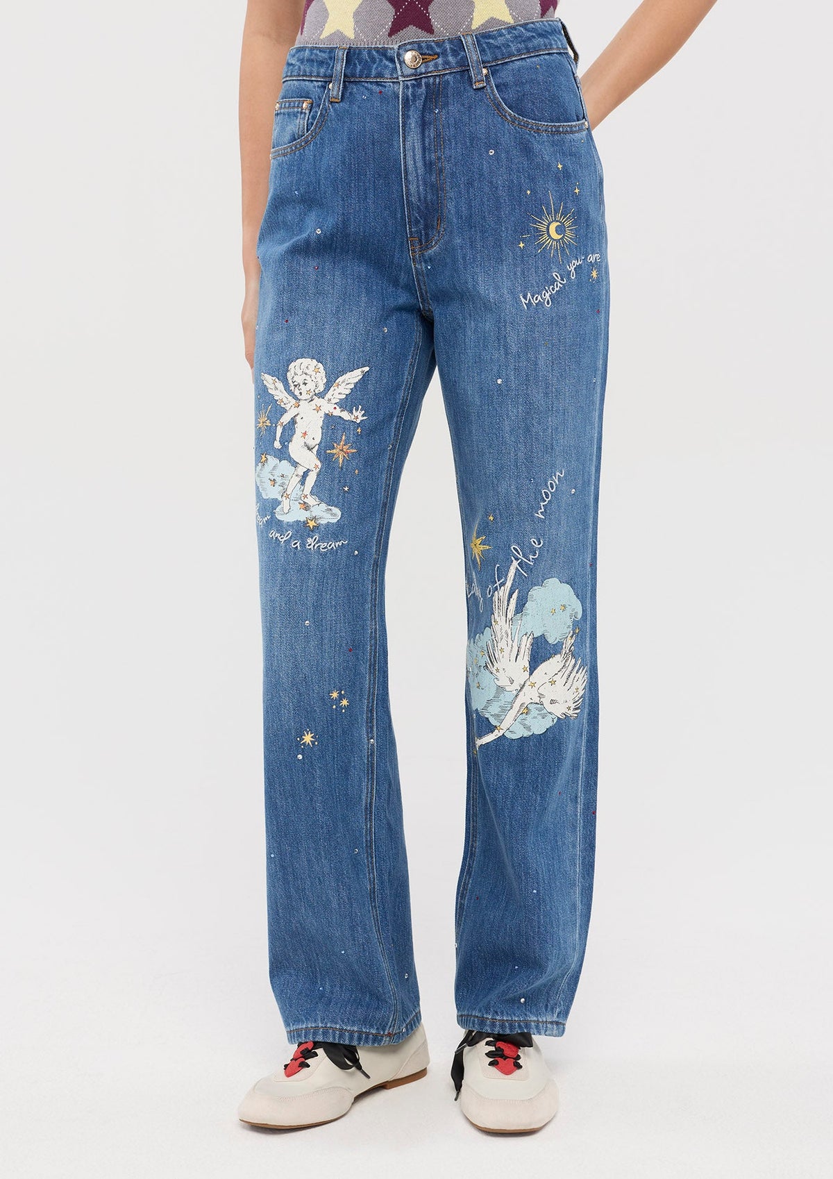 Print Denim Tapered Pants In Dream's Orbit