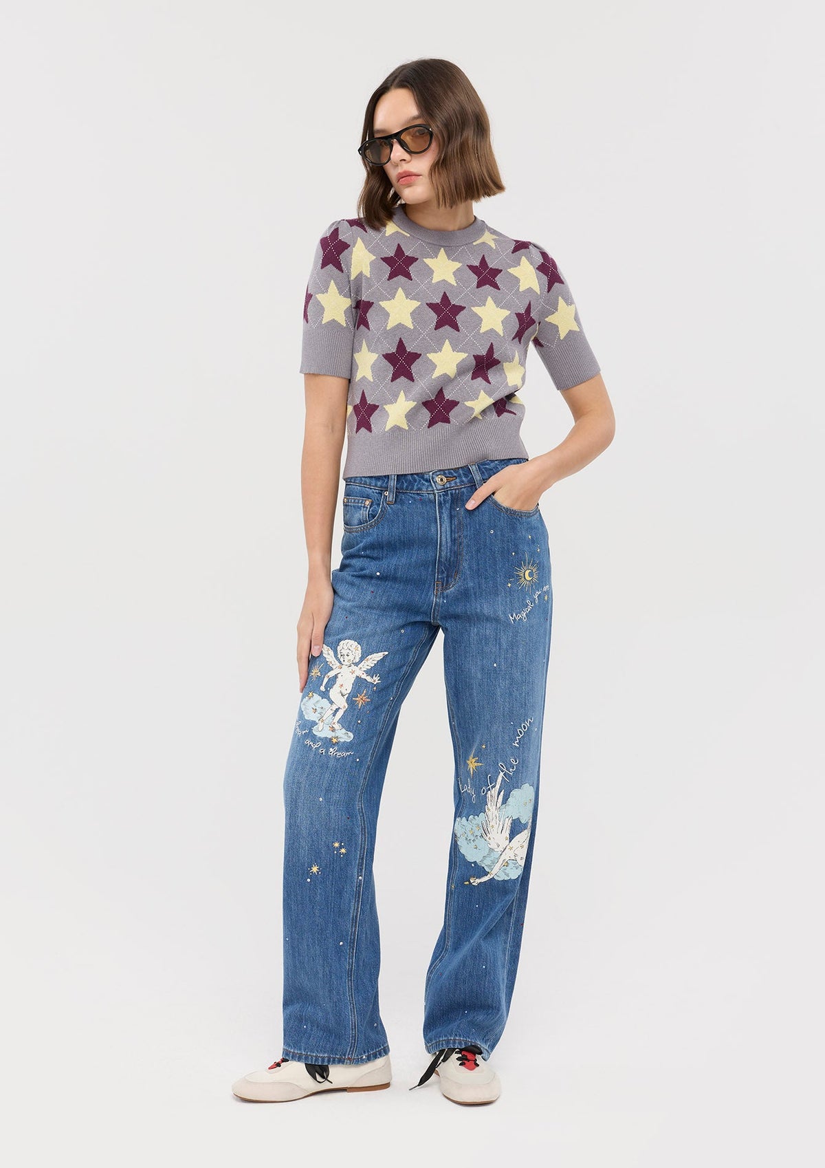 Print Denim Tapered Pants In Dream's Orbit