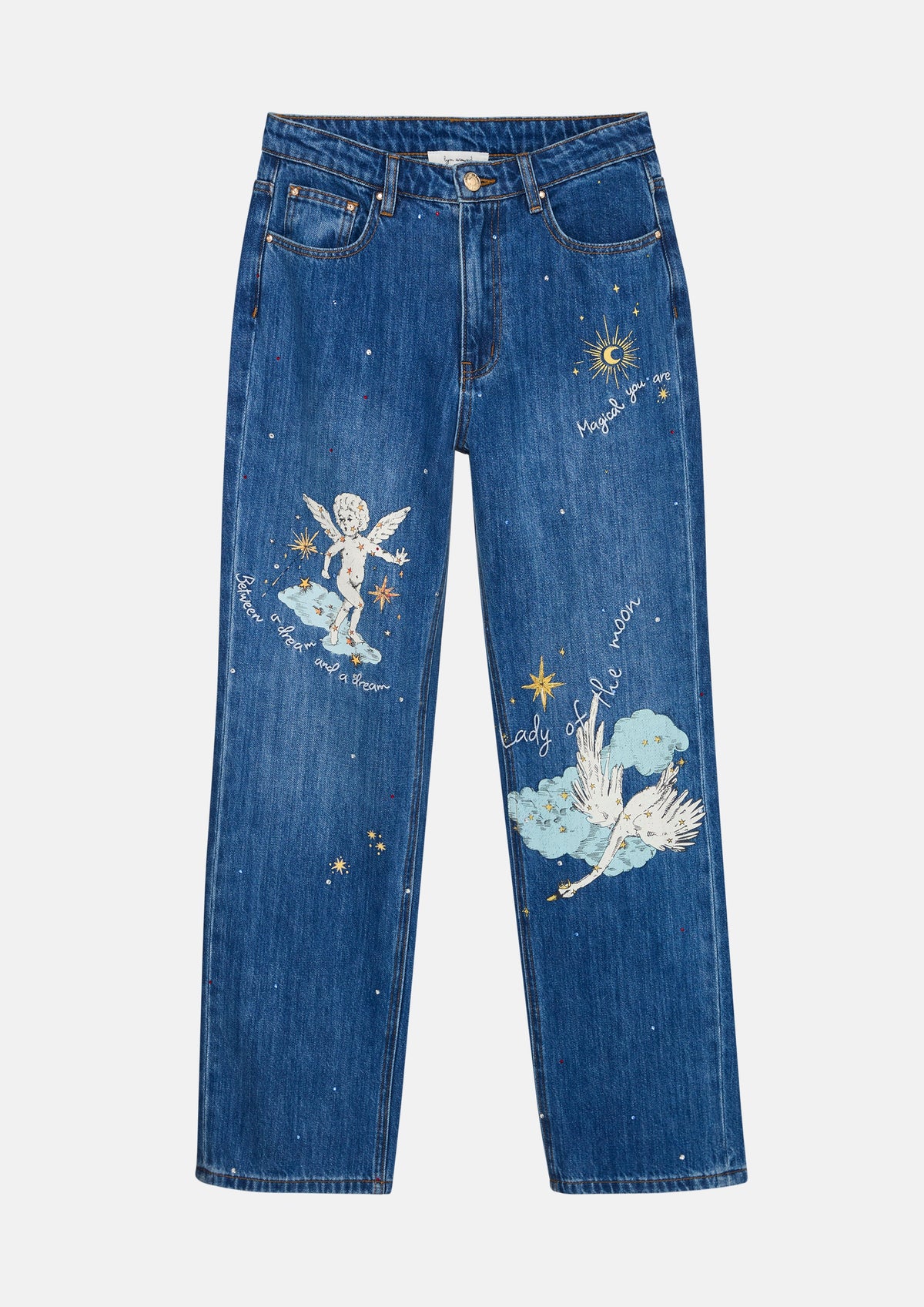 Print Denim Tapered Pants In Dream's Orbit