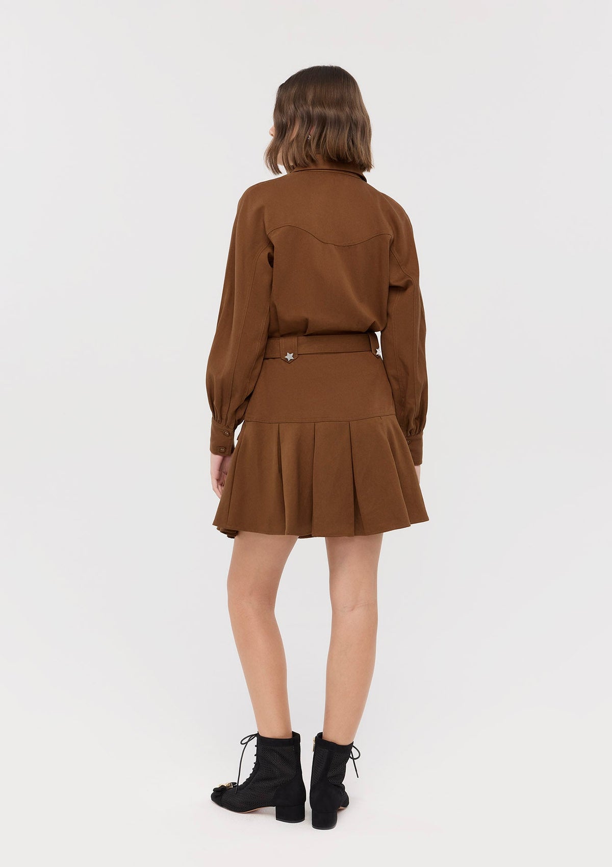 Suede Long Sleeve Mini Dress In Dream's Orbit