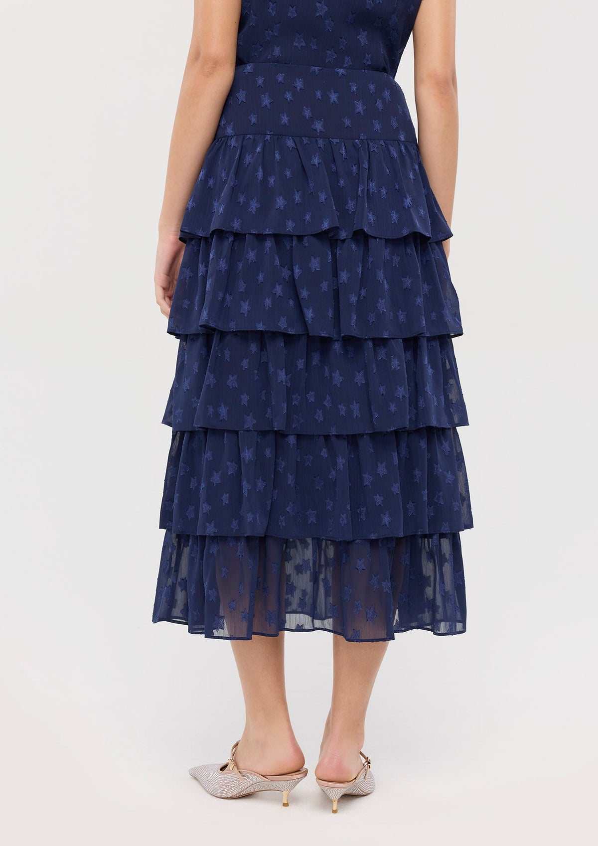 Star Embroidered Ruffle Skirt In Dream's Orbit