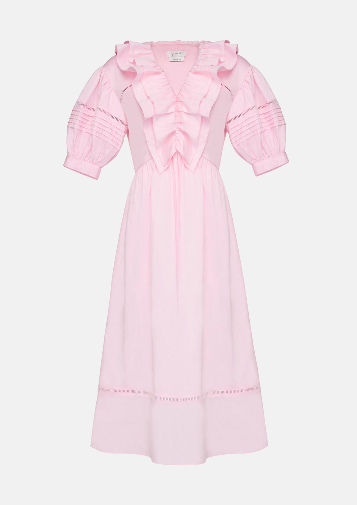 Frill Trim Short Sleeve Midi Dress In Dream's Orbit