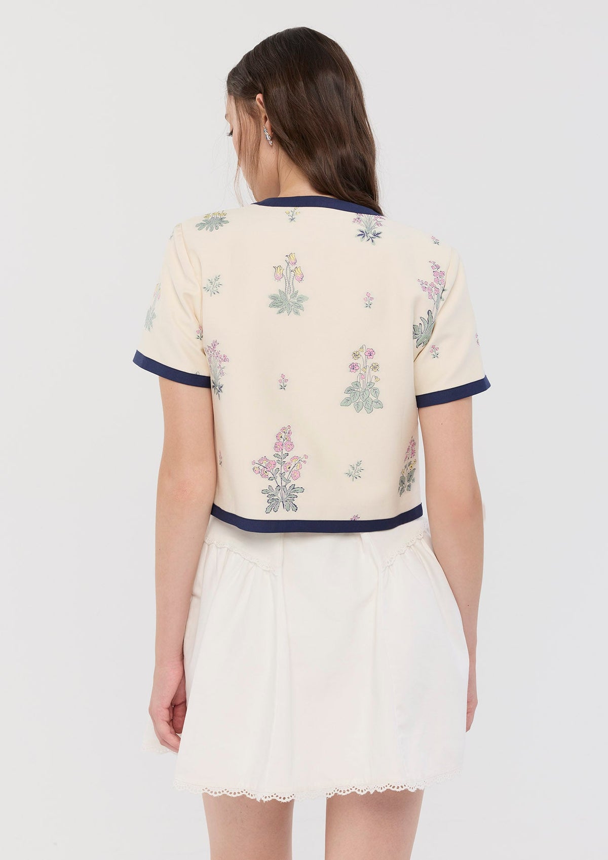 Floral Embroidered Short Sleeve Top Sacred Botanica