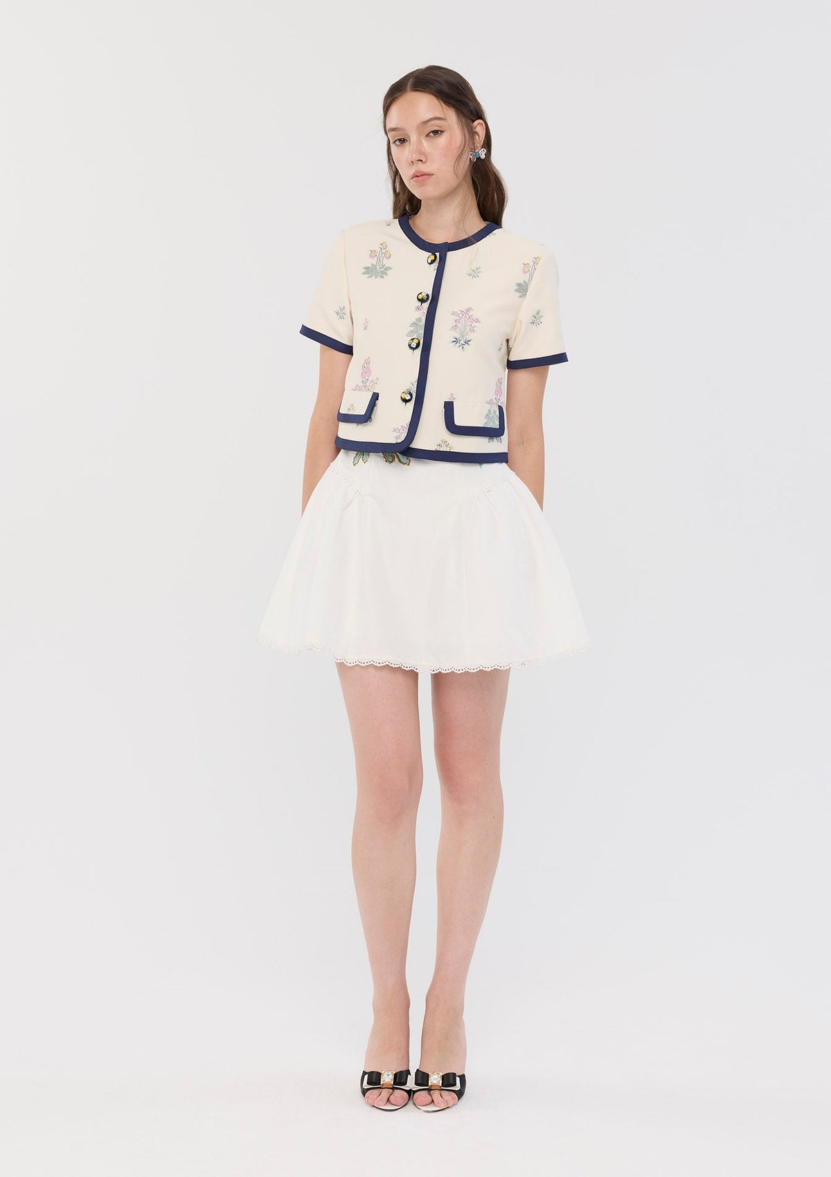 Floral Embroidered Short Sleeve Top Sacred Botanica