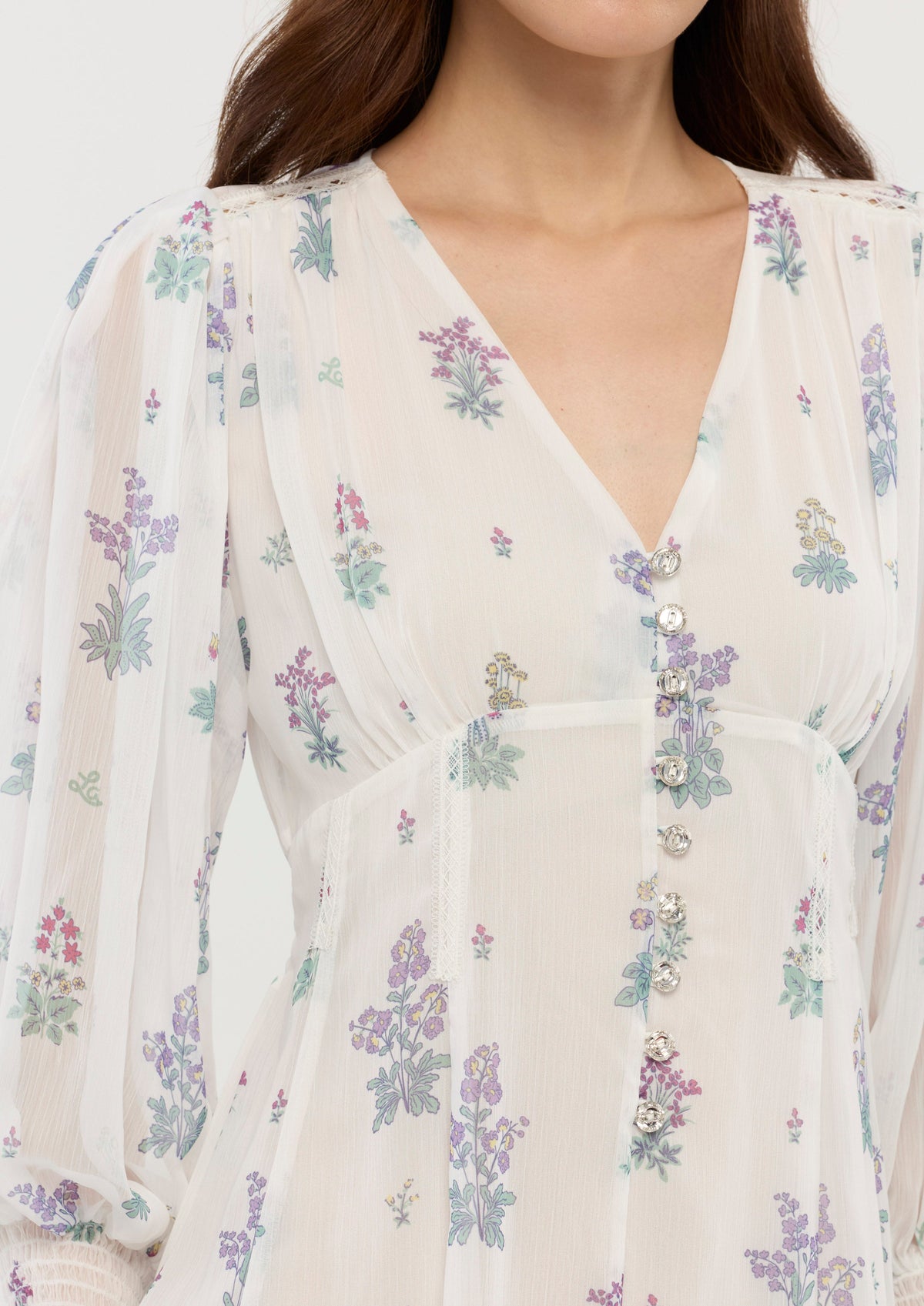 Floral Print Sheer Mini Dress Sacred Botanica