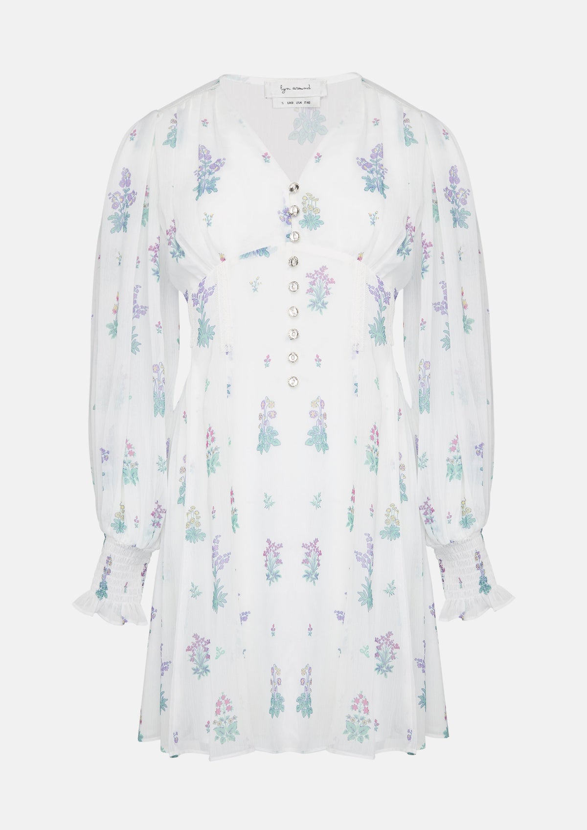 Floral Print Sheer Mini Dress Sacred Botanica