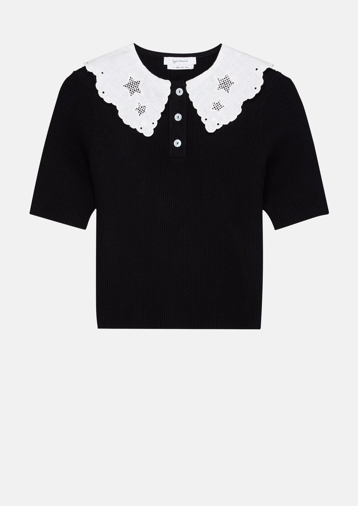 เสื้อแขนสั้นปกคอขอบลอนฉลุลายดาว คอลเลกชัน In Dream's Orbit