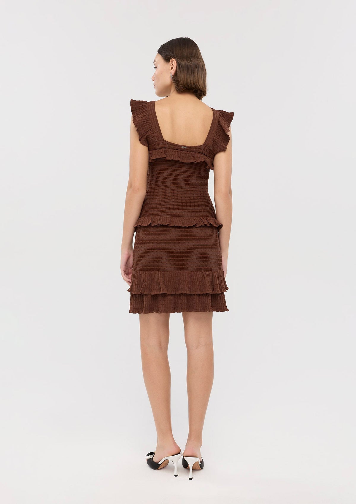Frill Knitted Mini Dress In Dream's Orbit