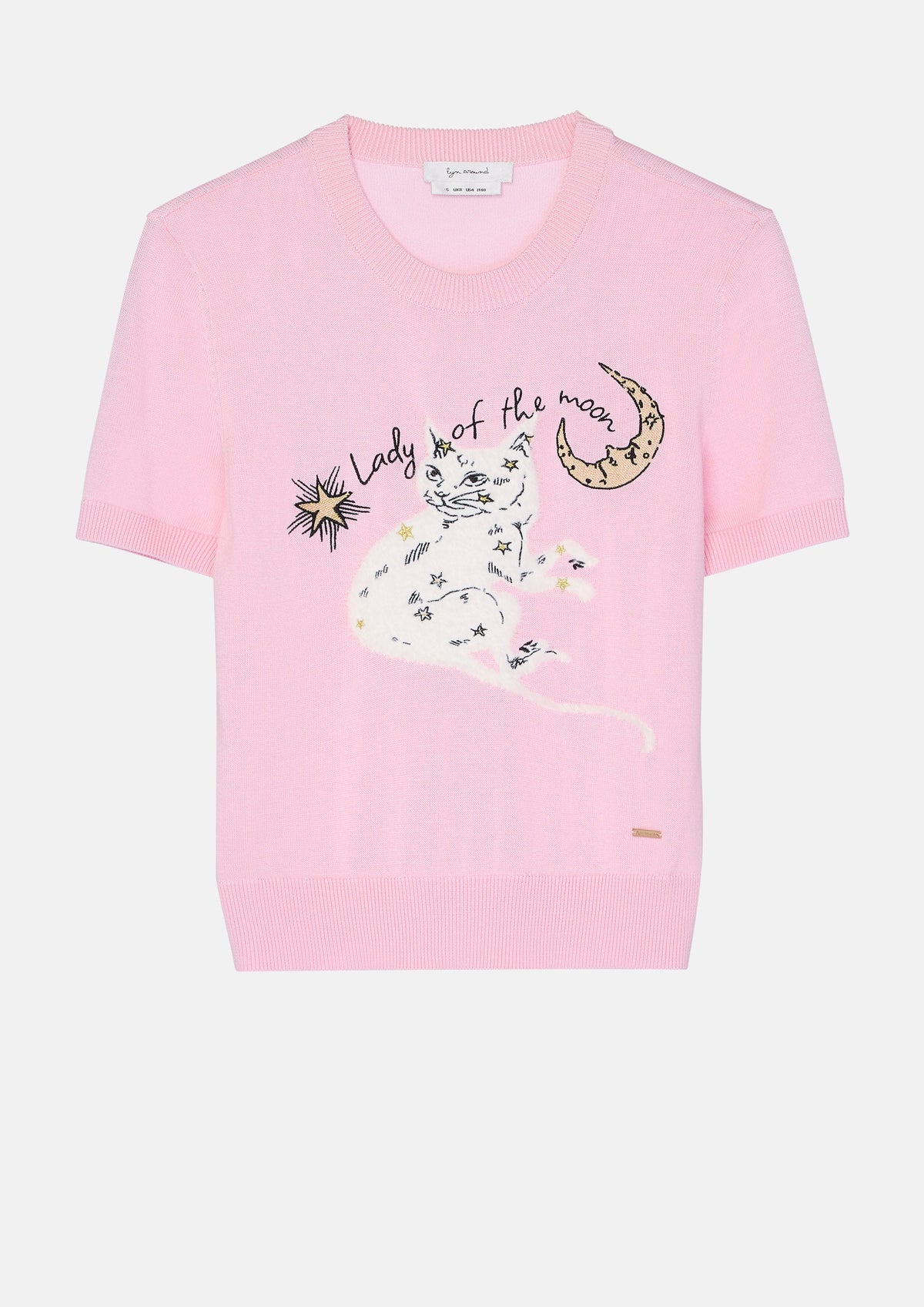 Embroidered Knitted Short Sleeve Top In Dream's Orbit