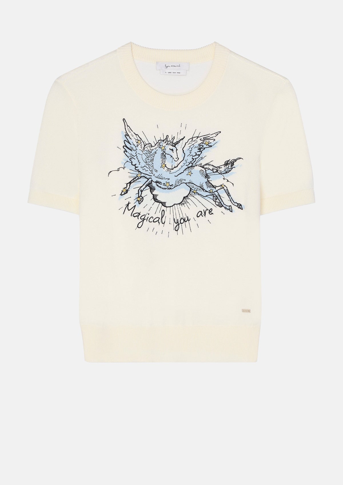 เสื้อนิตแขนสั้นปักลาย คอลเลกชัน In Dream's Orbit